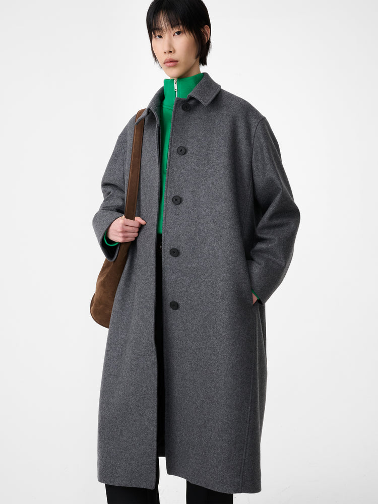 Ria Wool Melton Coat in Charcoal