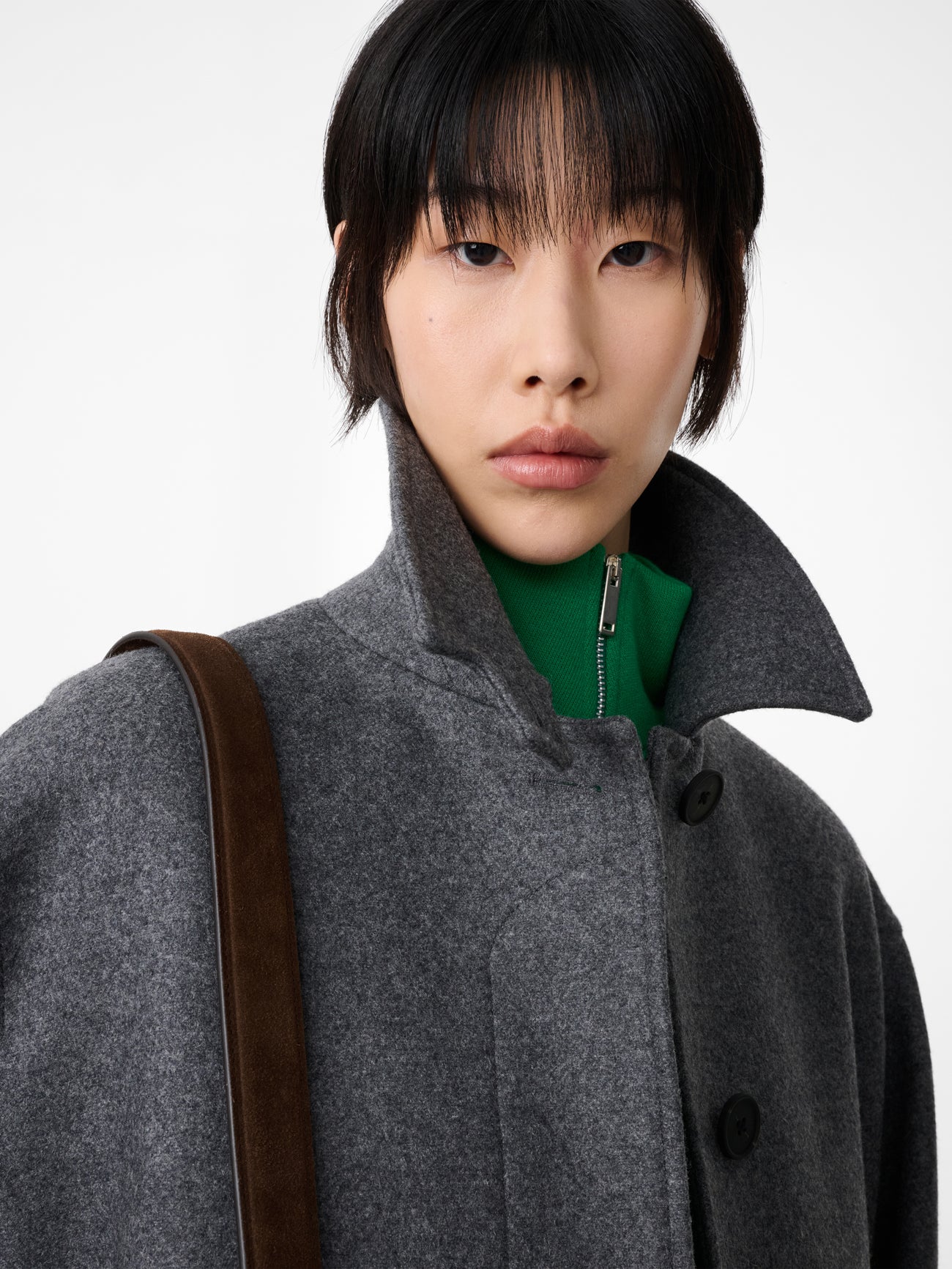 Ria Wool Melton Coat in Charcoal