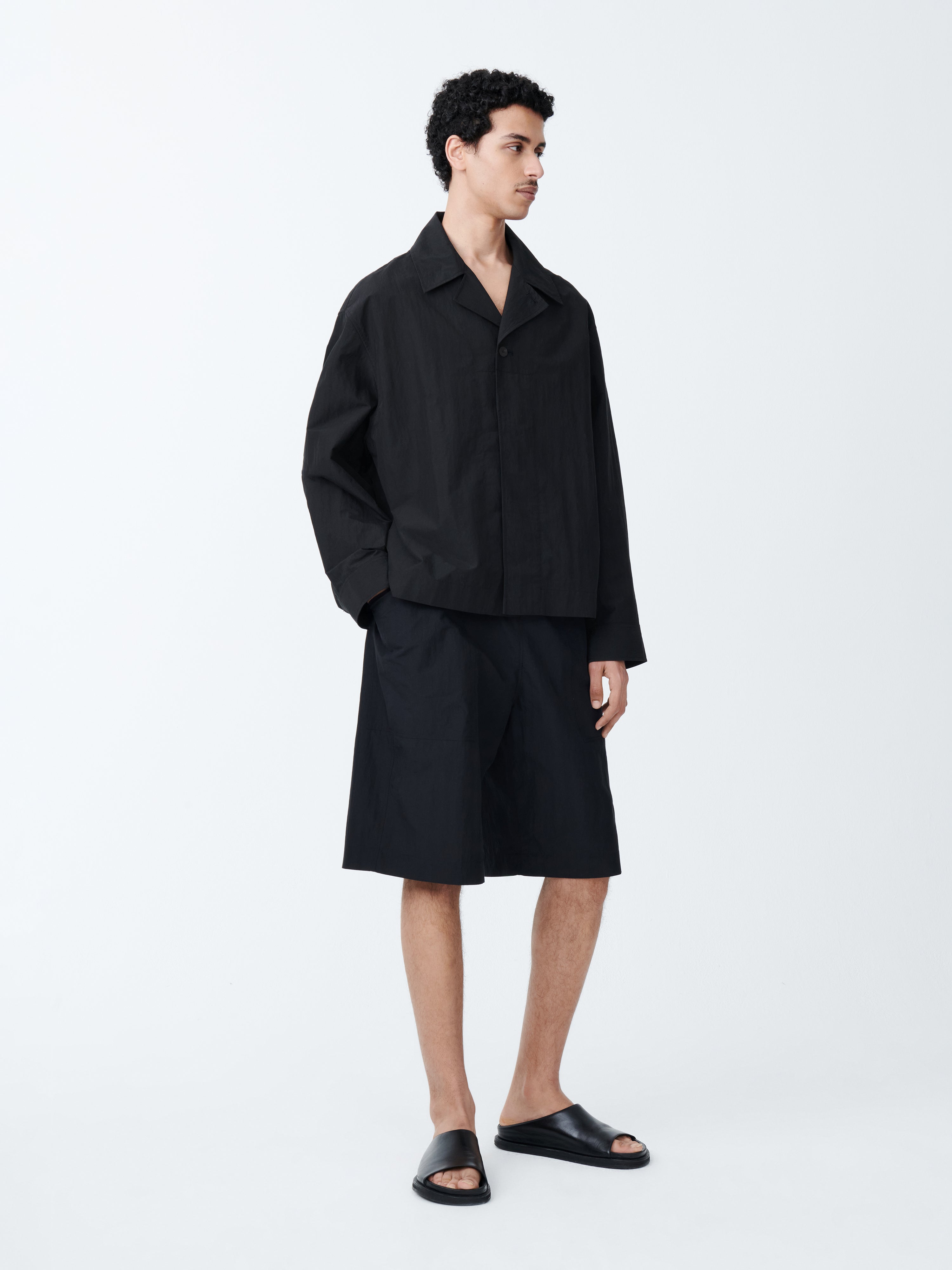 ブルゾン STUDIO NICHOLSON CARBON OVERSHIRT SN-151 Rick Jacket in Black | Boxy Workwear Overshirt | Studio Nicholson
