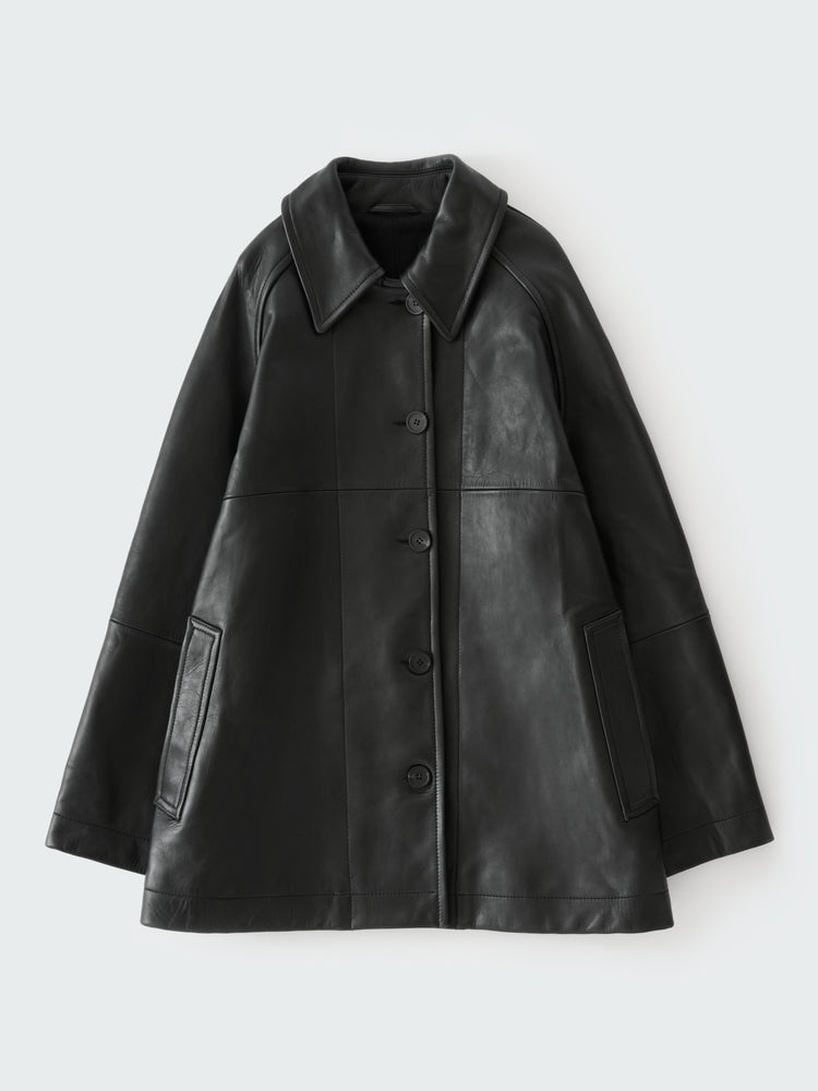 Ridger Leather Coat in Black
