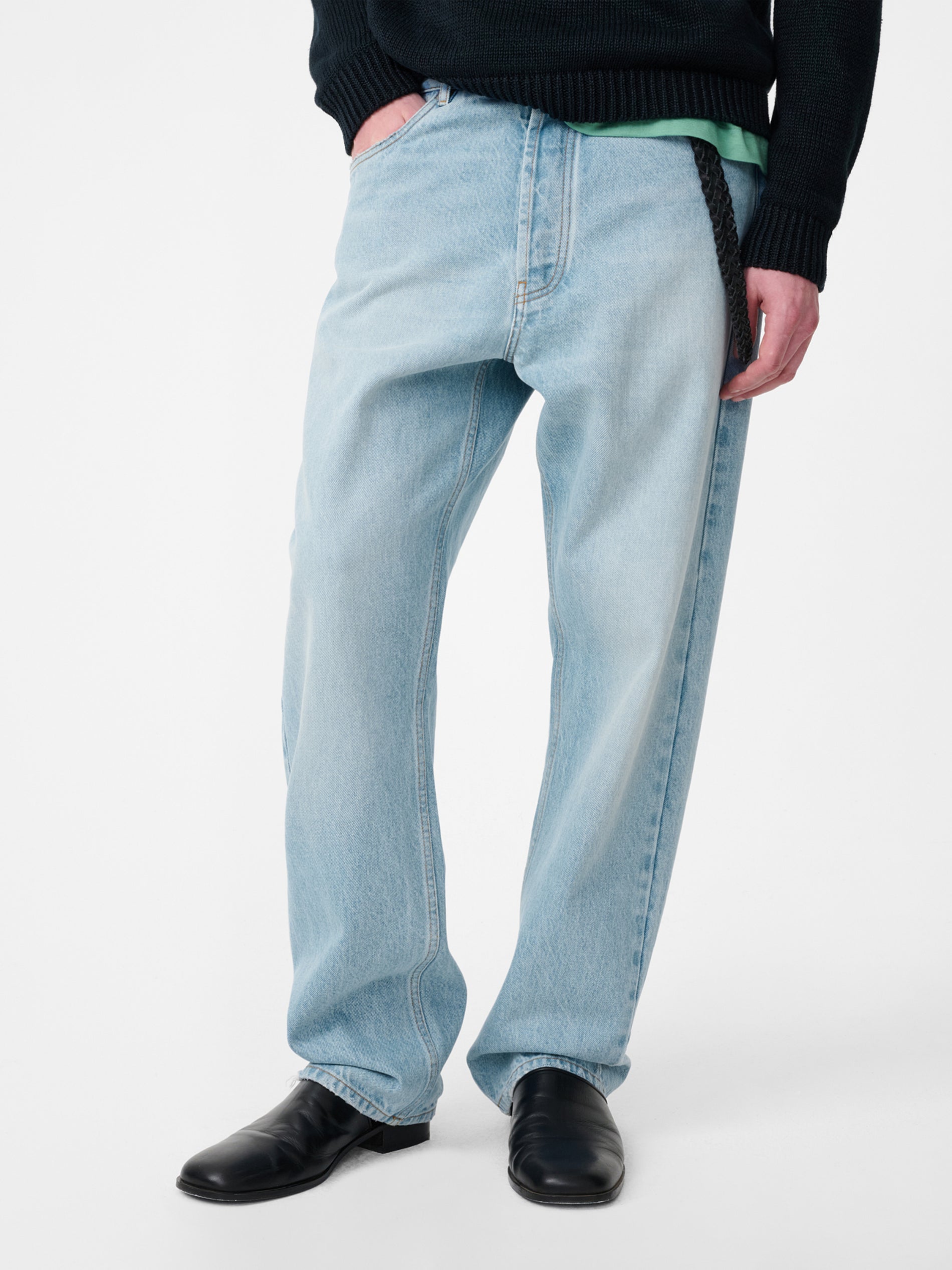 Riso Straight Leg Denim Pant in Bleached Wash