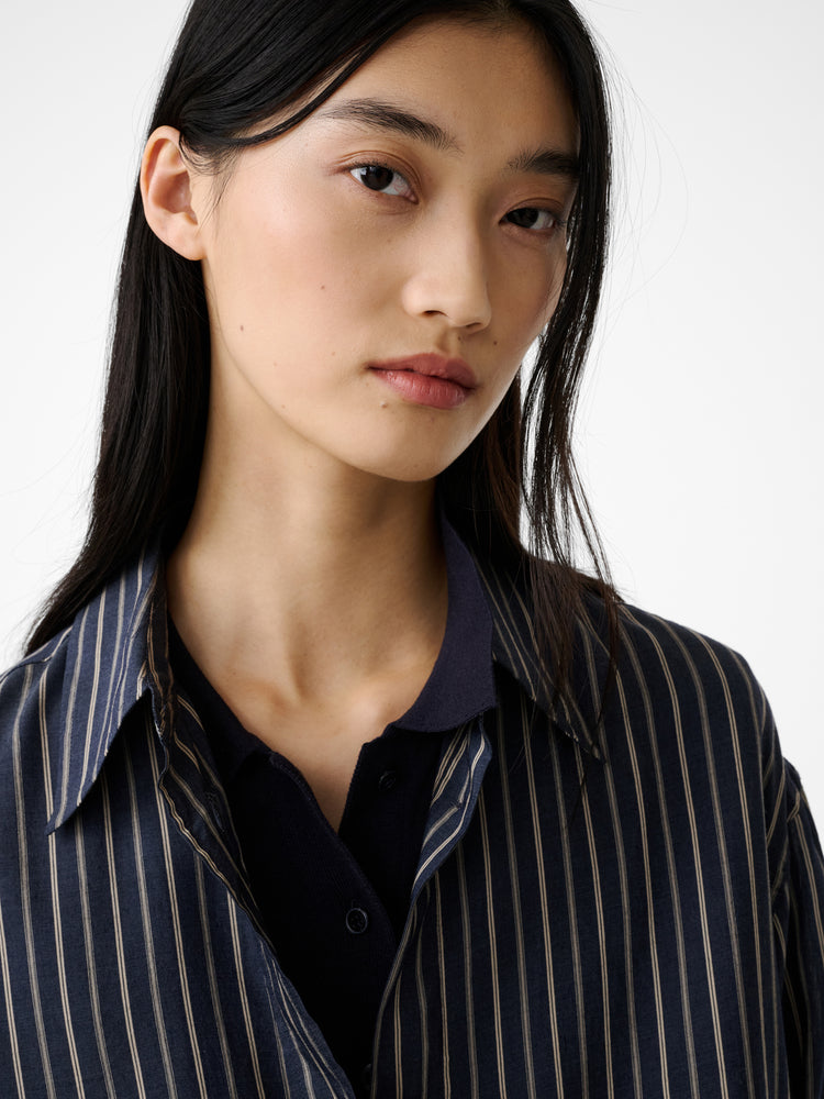 Rouen Shirt in Indigo Stripe - Studio Nicholson