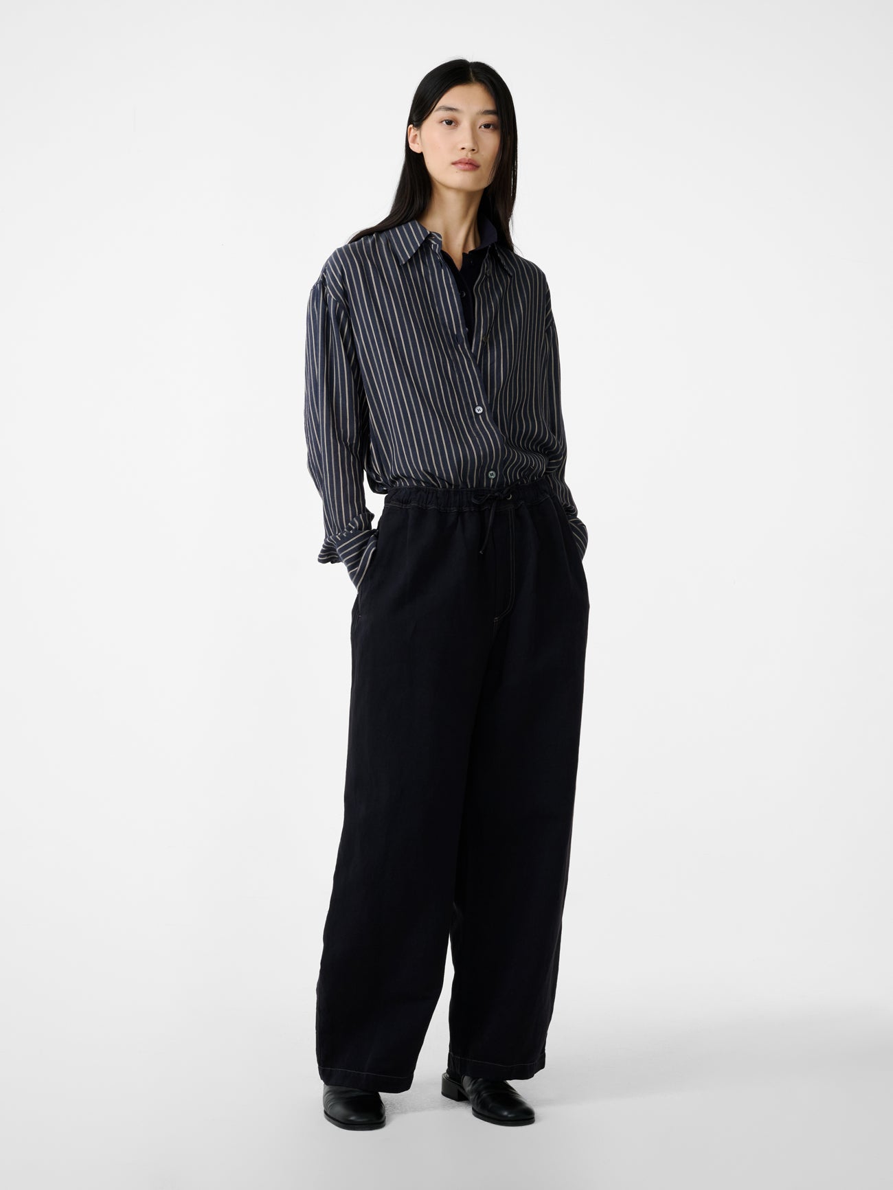 Rouen Shirt in Indigo Stripe - Studio Nicholson