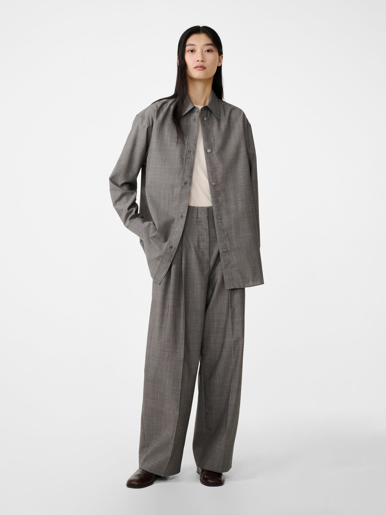 Rouen Shirt in Warm Grey – Studio Nicholson