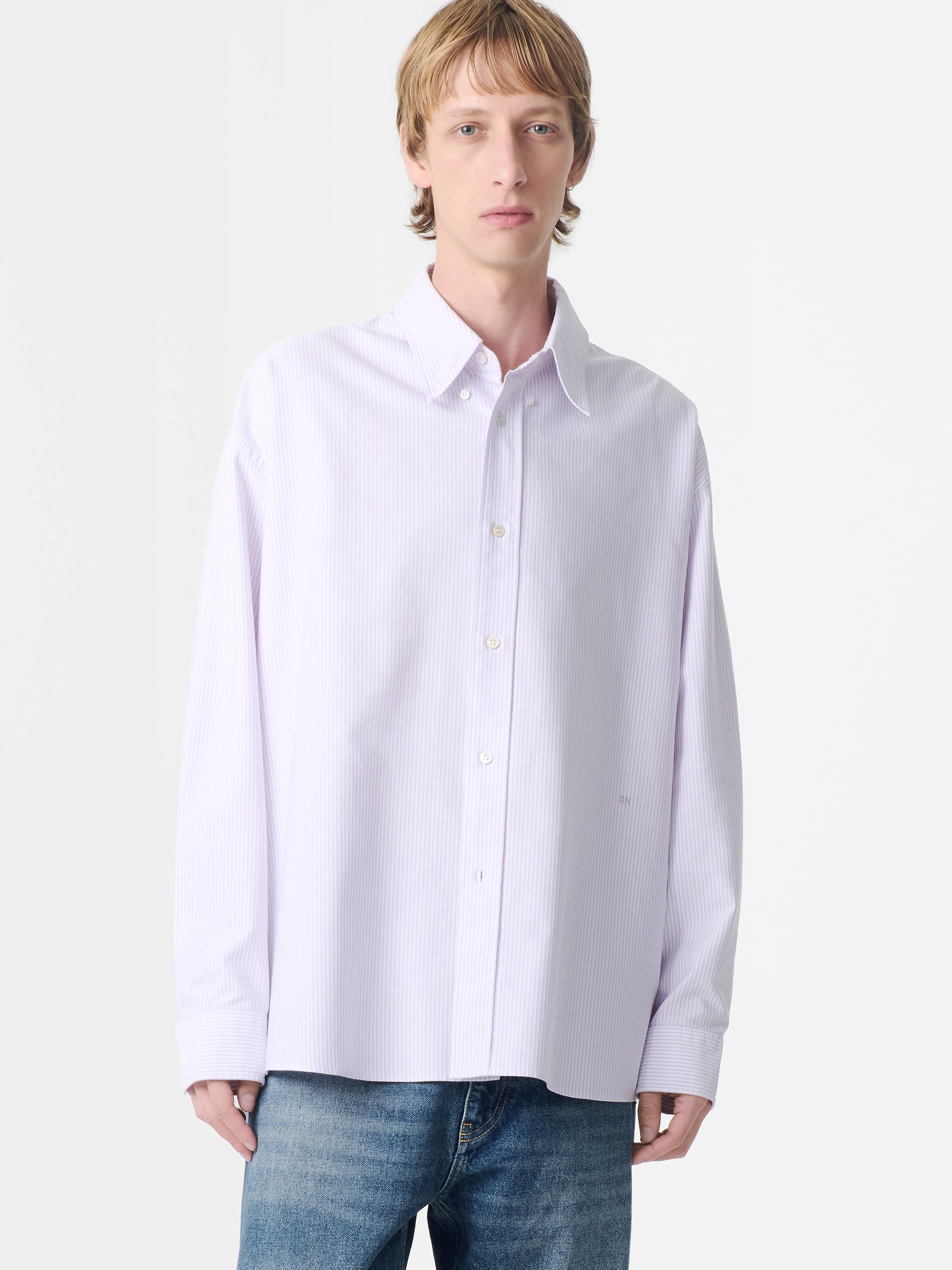 Ruskin Shirt in Lilac Stripe - Studio Nicholson