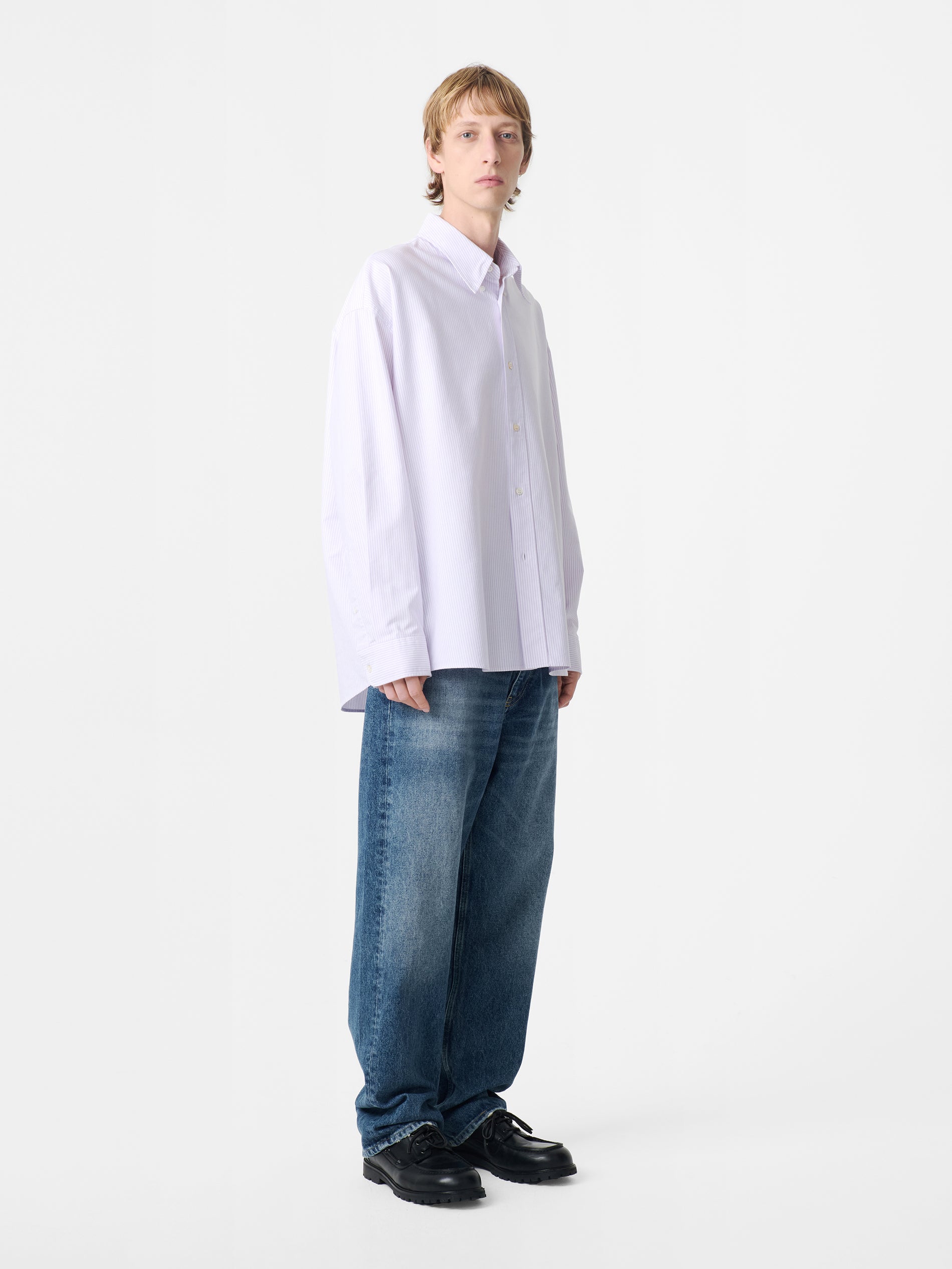 Ruskin Shirt in Lilac Stripe - Studio Nicholson