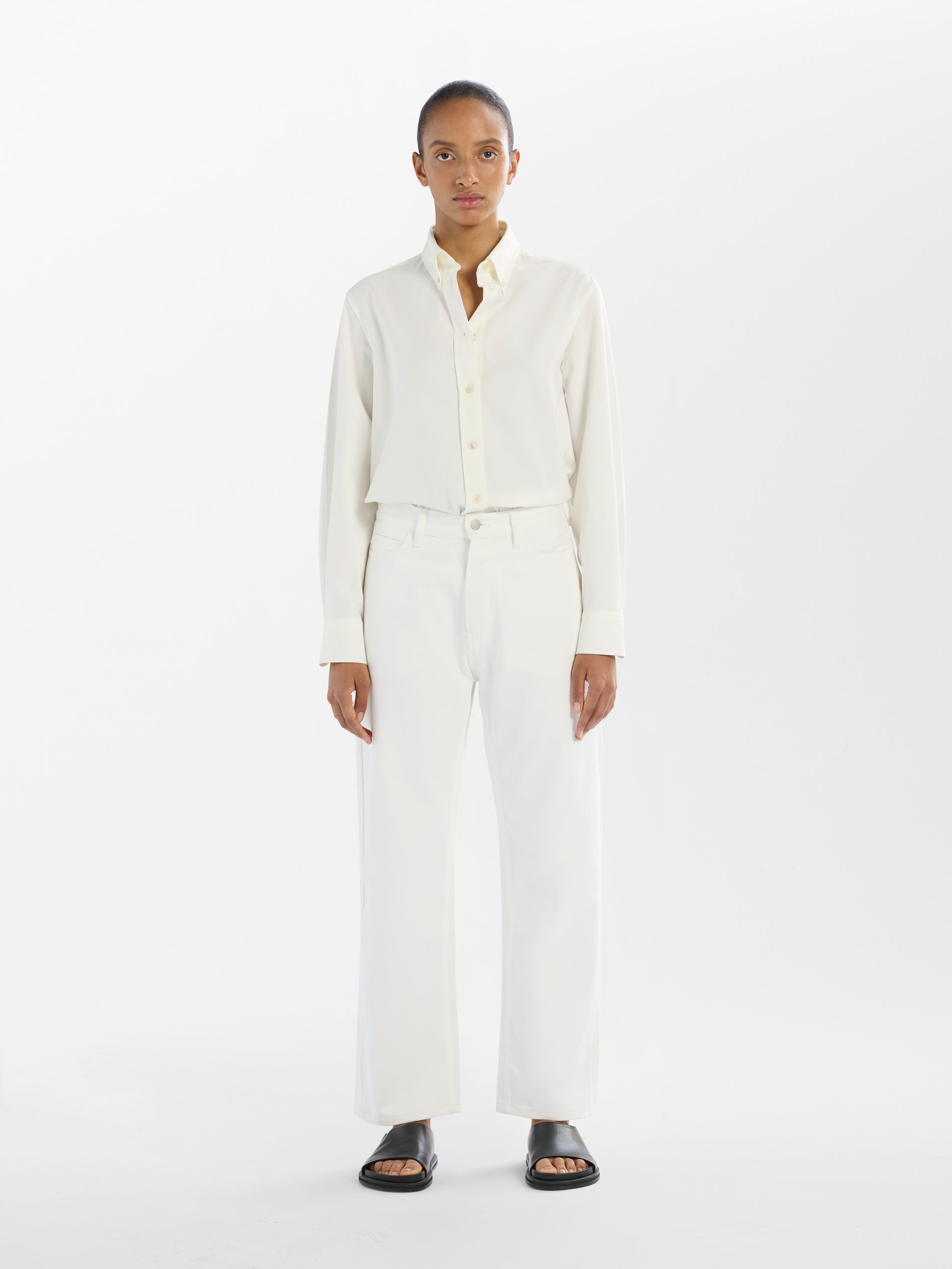 Ruthe Denim Pant in Optic White - Studio Nicholson