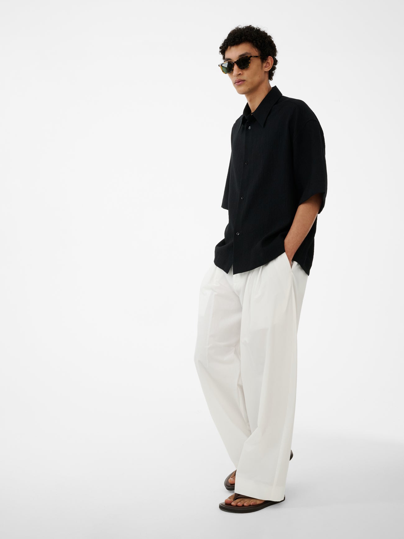 Sanko Matelasse Shirt in Black - Studio Nicholson