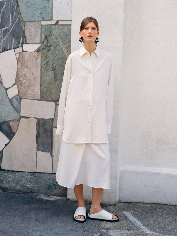 Santos Crepe Shirt in Parchment