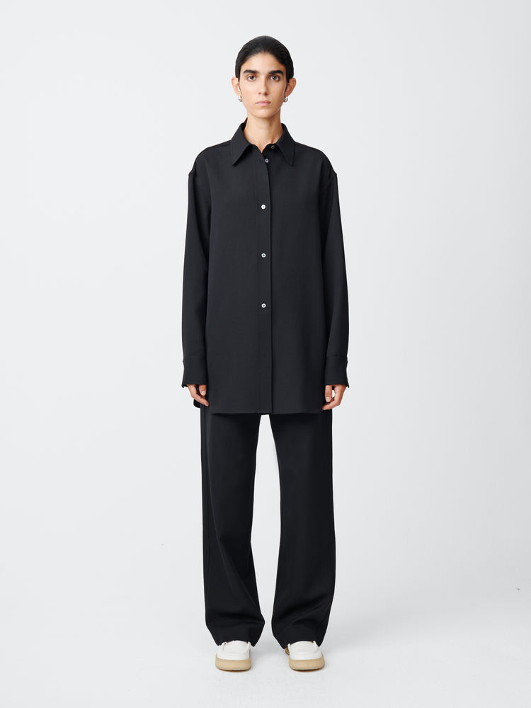 Santos Wool Shirt in Black