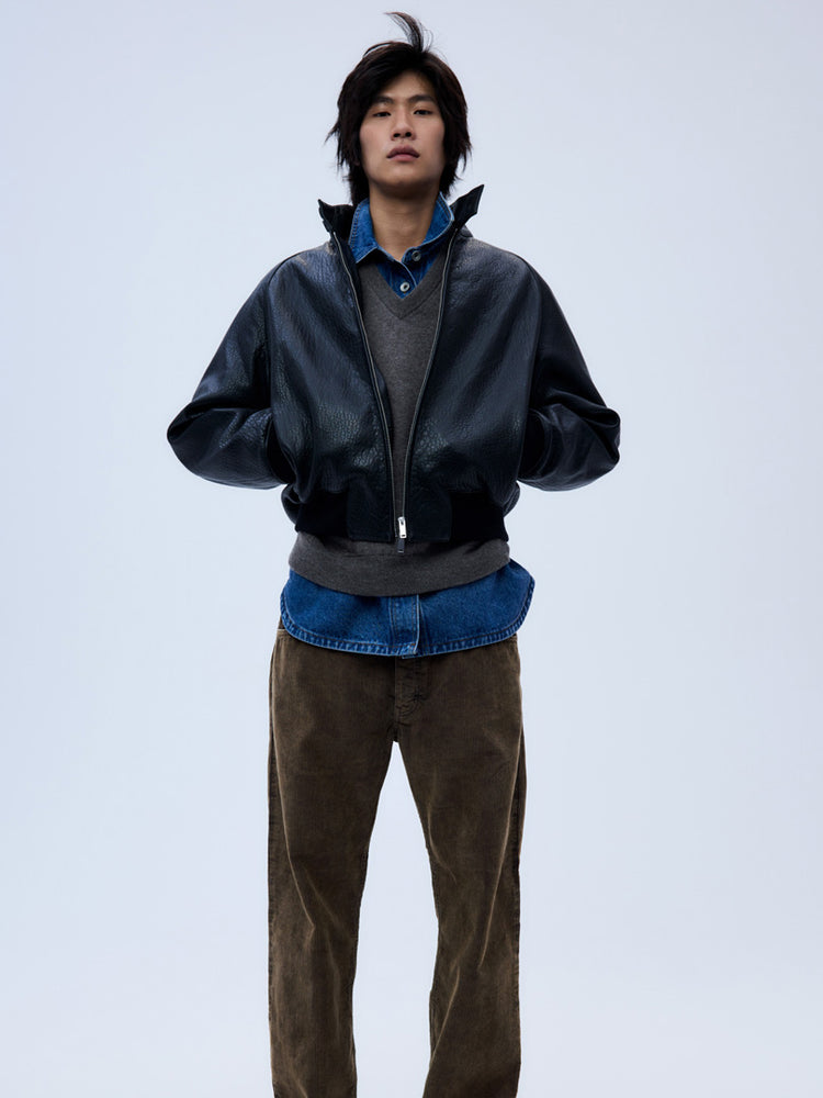 Over Leather Jacket in Black