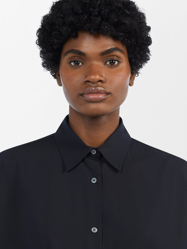 Sira Organic Cotton Shirt in Darkest Navy