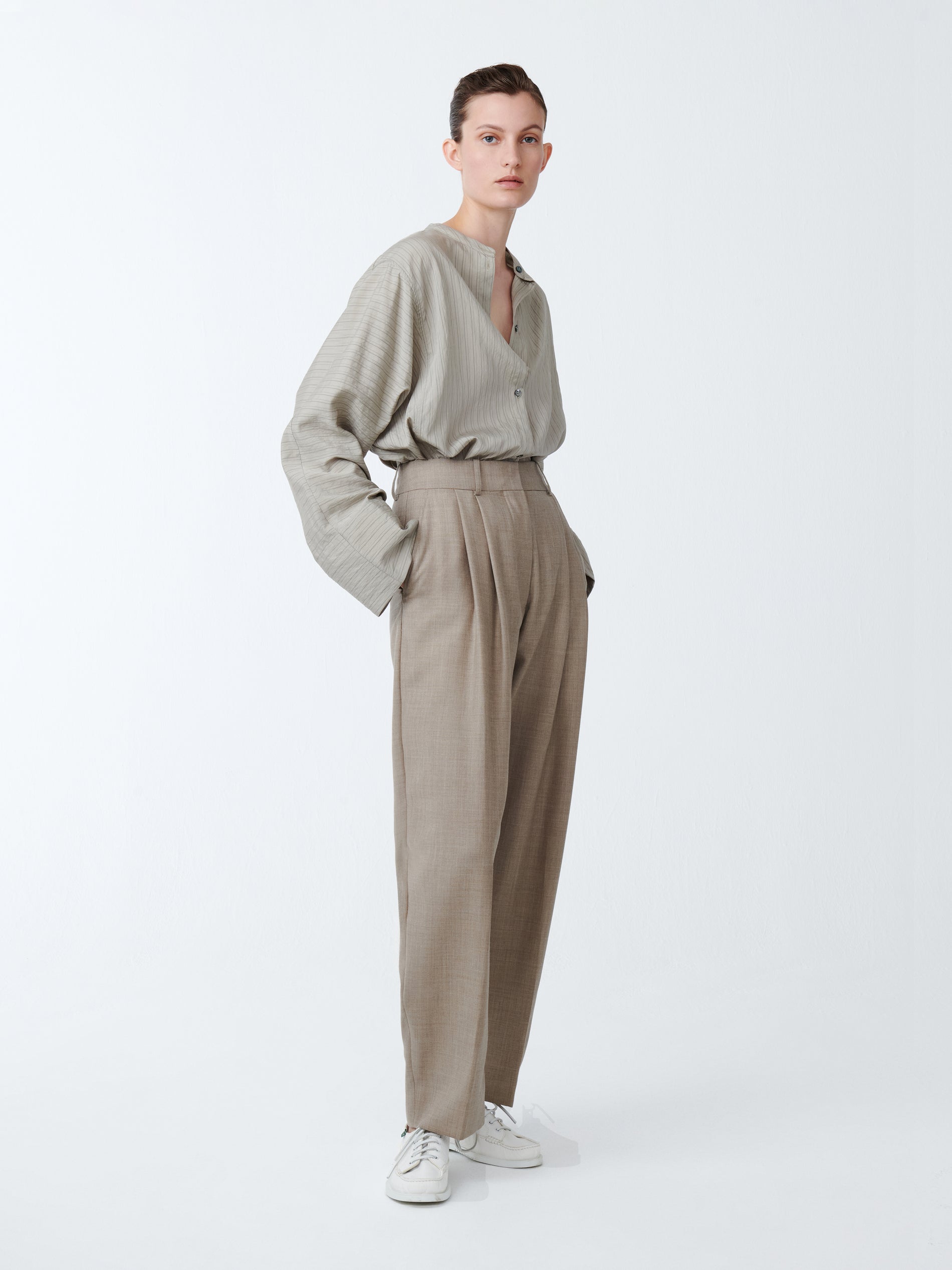 Sperro Tropical Wool Pant in Straw Melange - Studio Nicholson