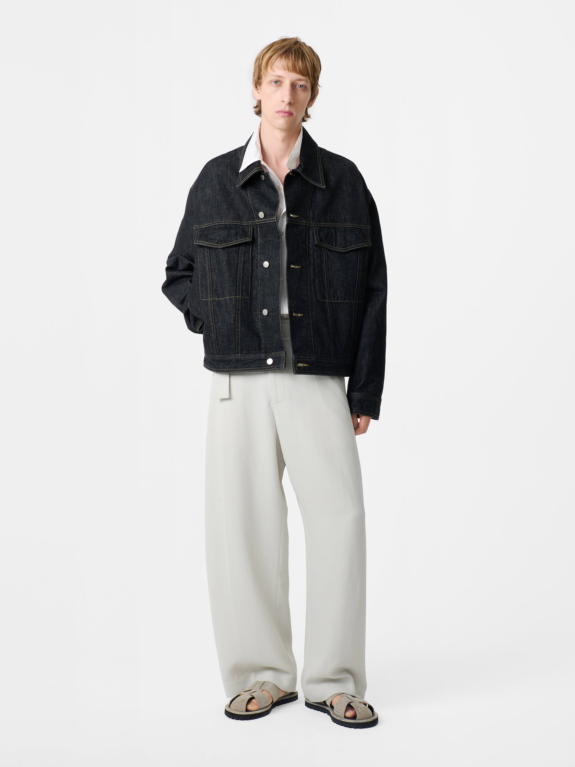 Stein Italian Denim Jacket in Black - Studio Nicholson