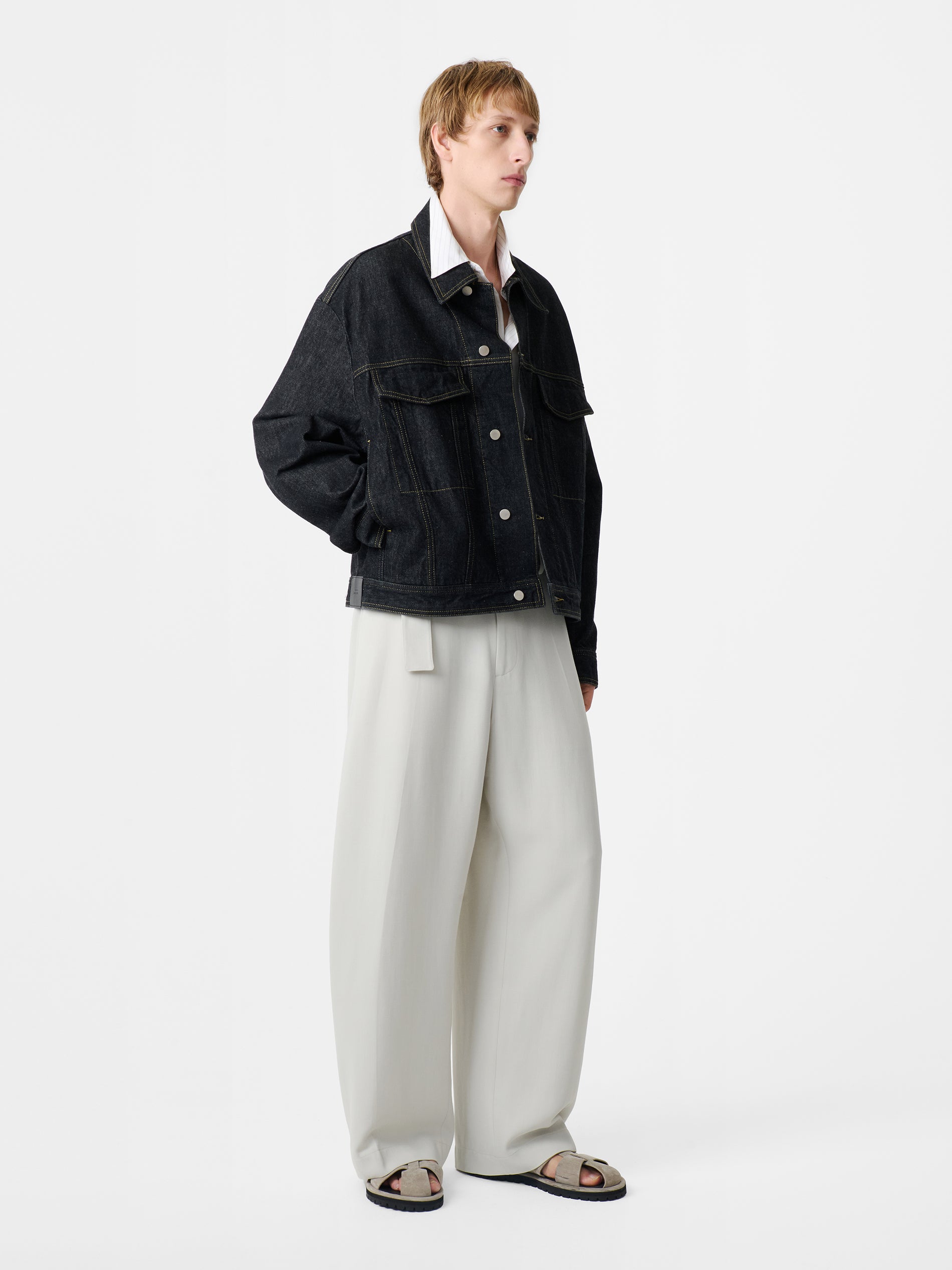 Stein Italian Denim Jacket in Black - Studio Nicholson