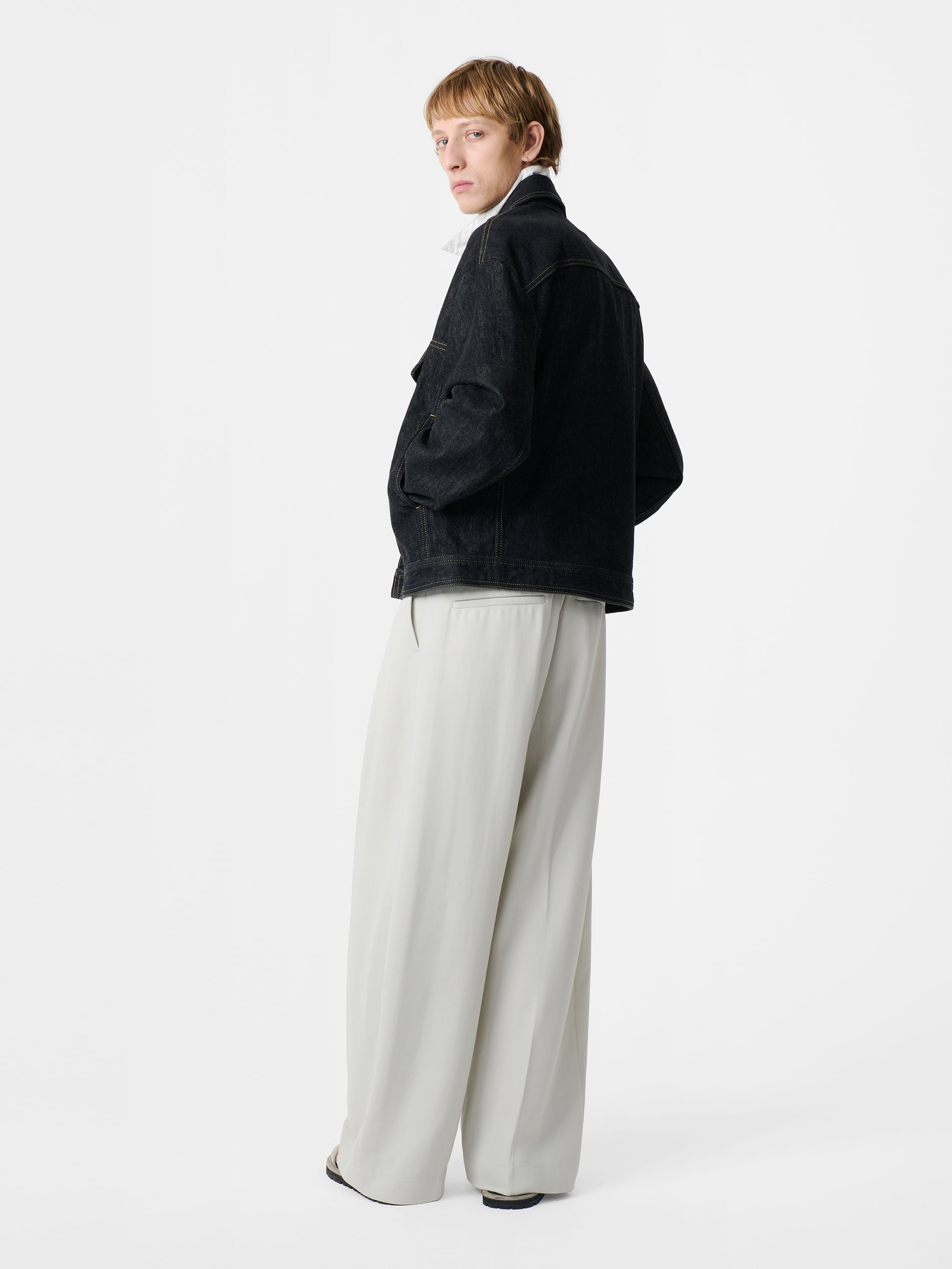 Stein Italian Denim Jacket in Black - Studio Nicholson