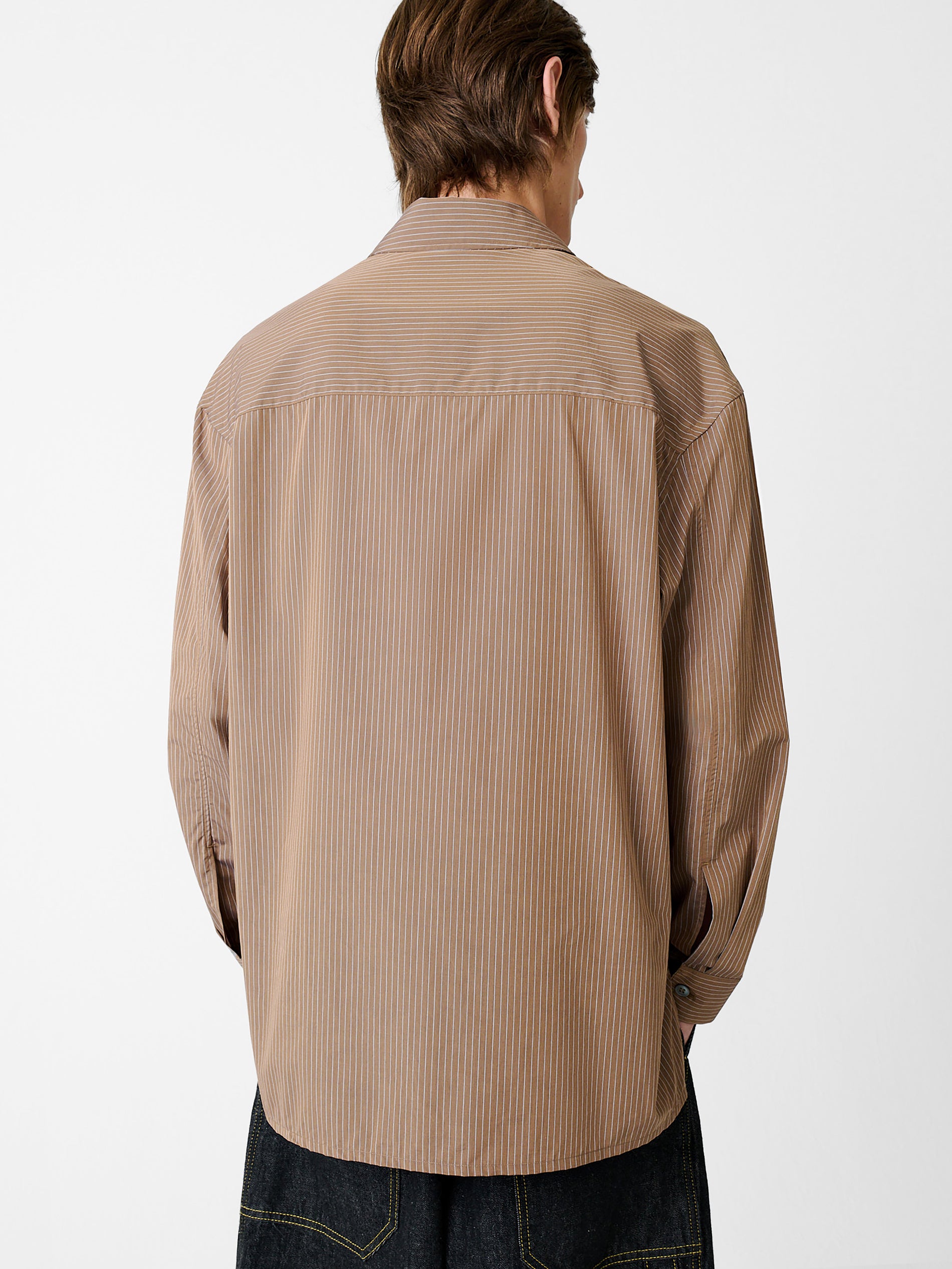 Strike Shirt in Toffee Stripe - Studio Nicholson