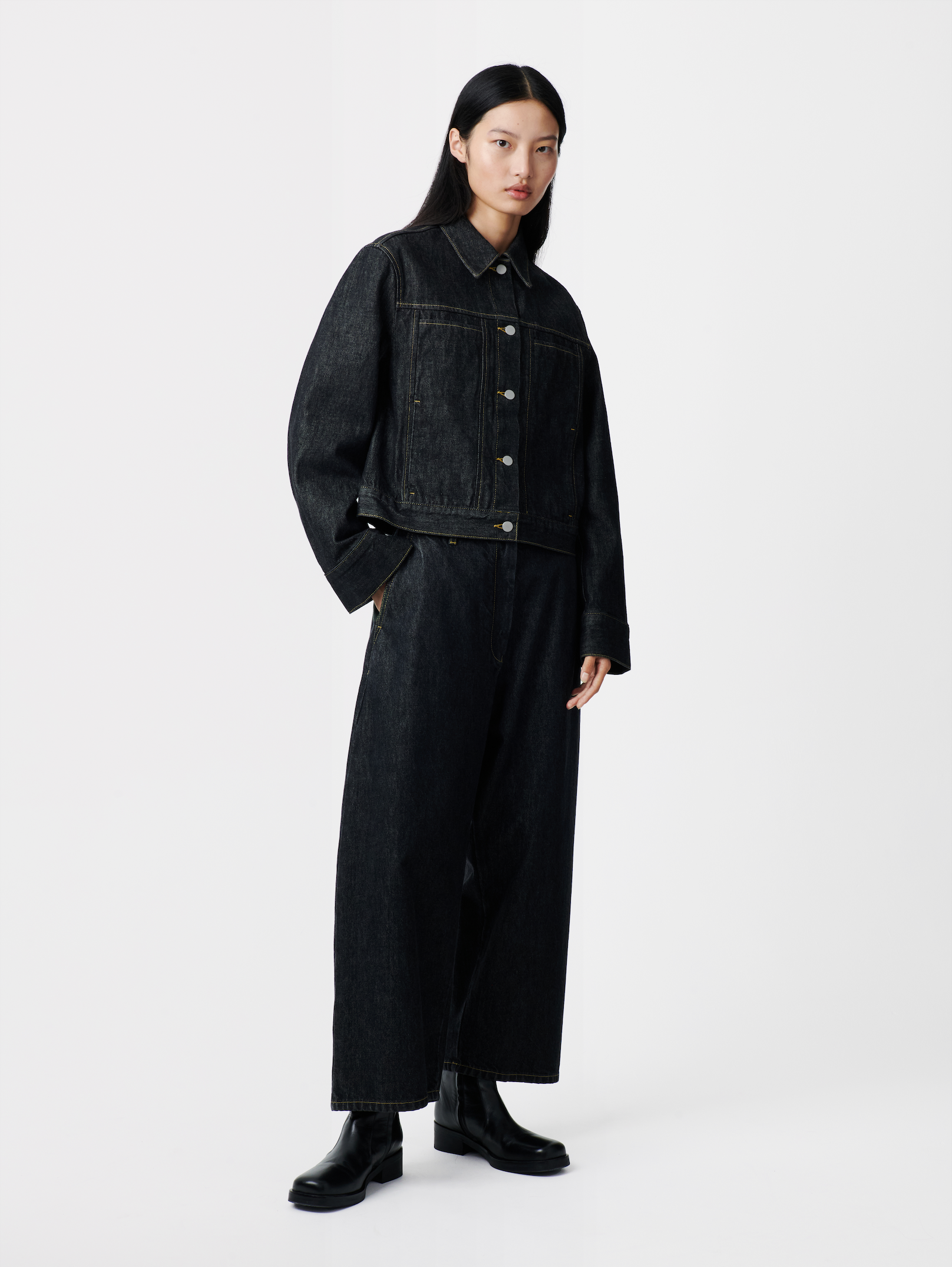 Tahoe Italian Denim Jacket in Black - Studio Nicholson