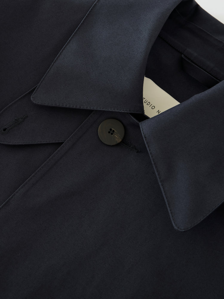 SN x Mackintosh Teviot Short Mac Coat in Navy