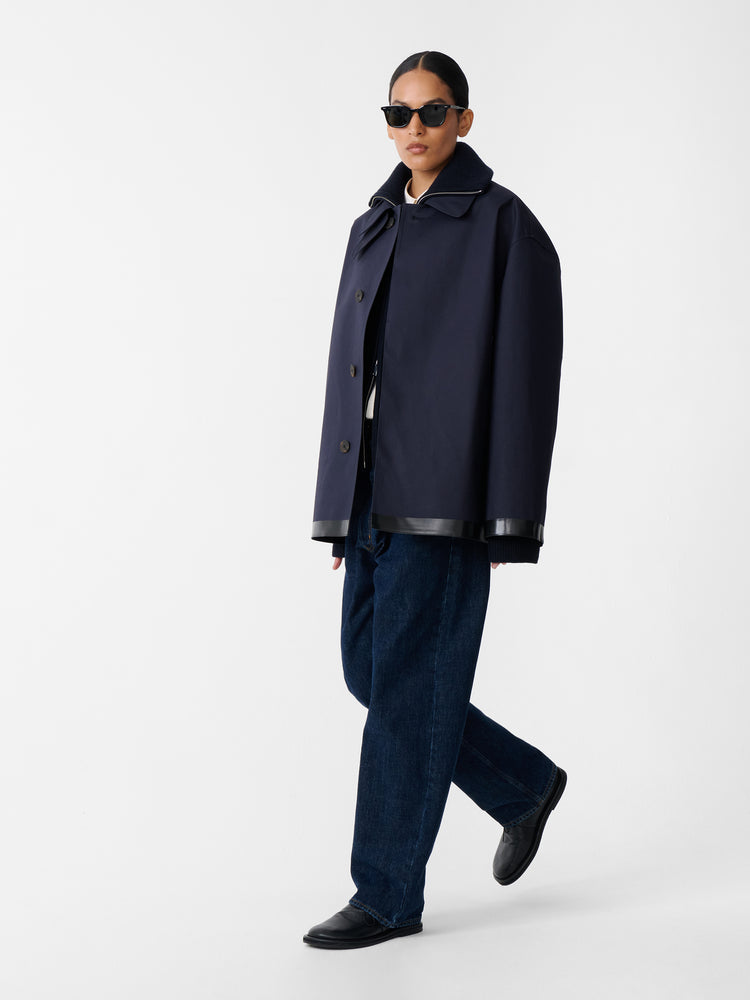 SN x Mackintosh Teviot Short Mac Coat in Navy