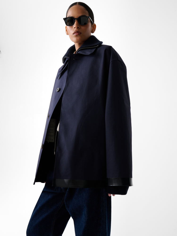 SN x Mackintosh Teviot Short Mac Coat in Navy