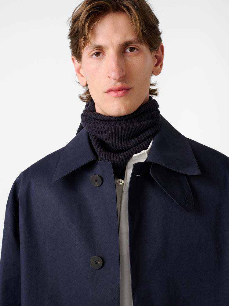 SN x Mackintosh Teviot Short Mac Coat in Navy