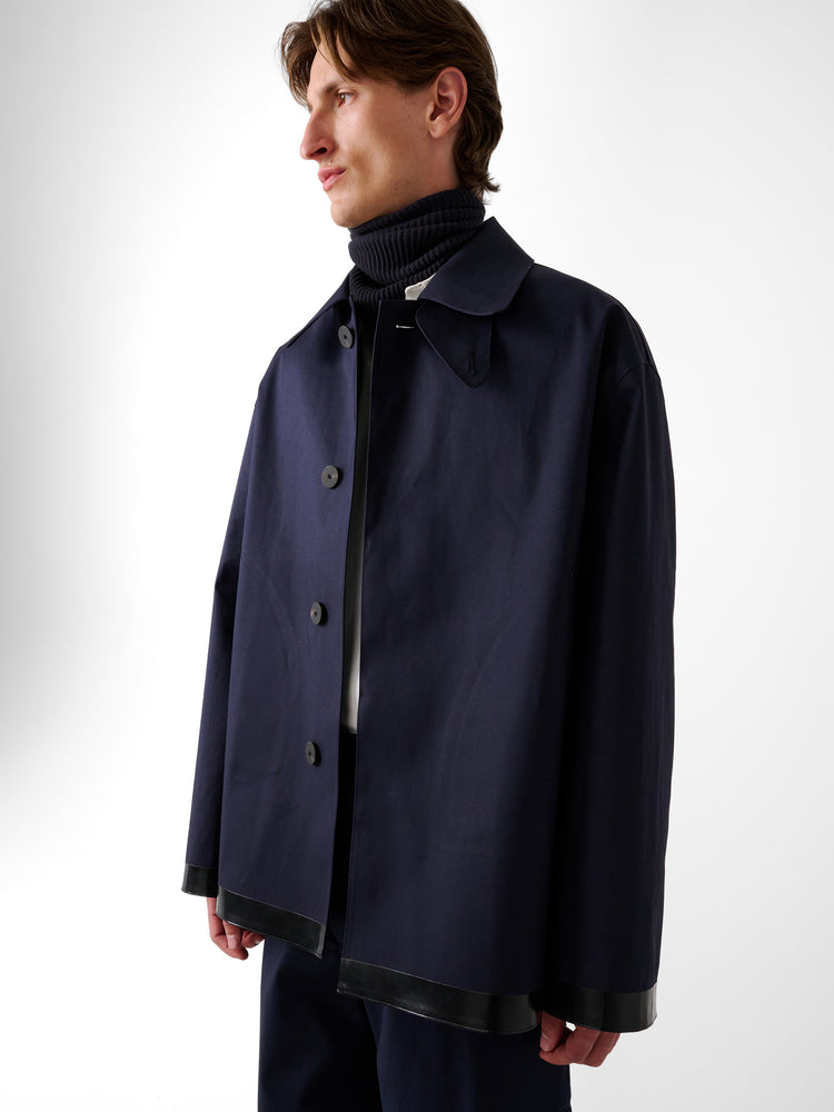 SN x Mackintosh Teviot Short Mac Coat in Navy
