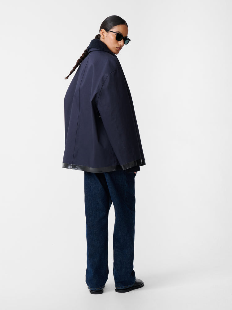 SN x Mackintosh Teviot Short Mac Coat in Navy