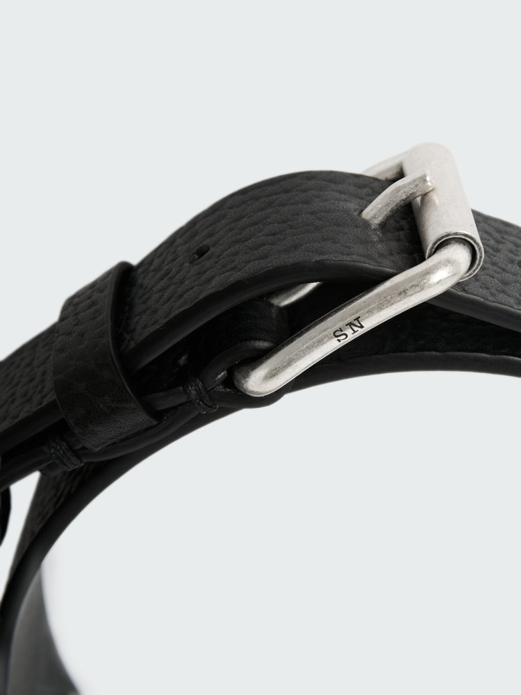 Trieste Grain Leather Belt in Black