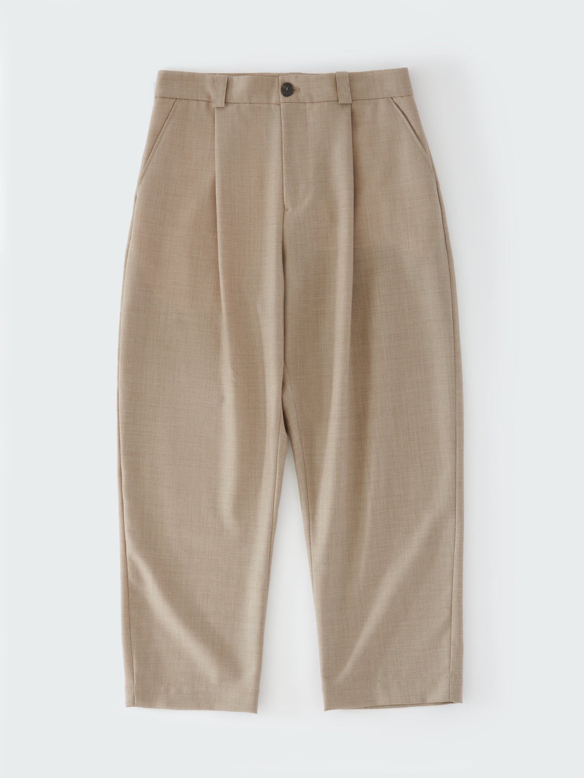 Tuck Tropical Wool Pant in Straw Melange - Studio Nicholson