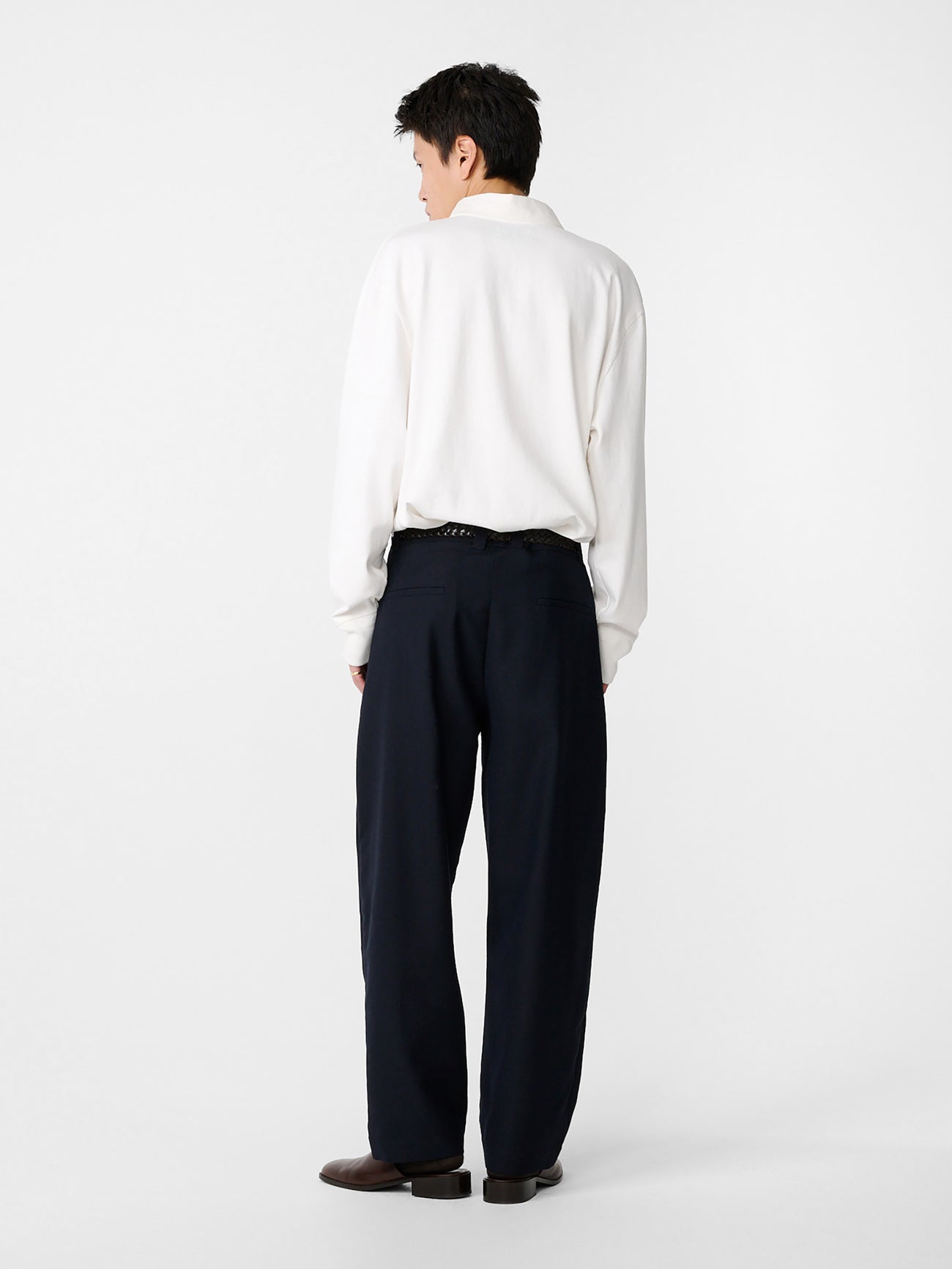 Tuck Heritage Wool Pant in Darkest Navy - Studio Nicholson