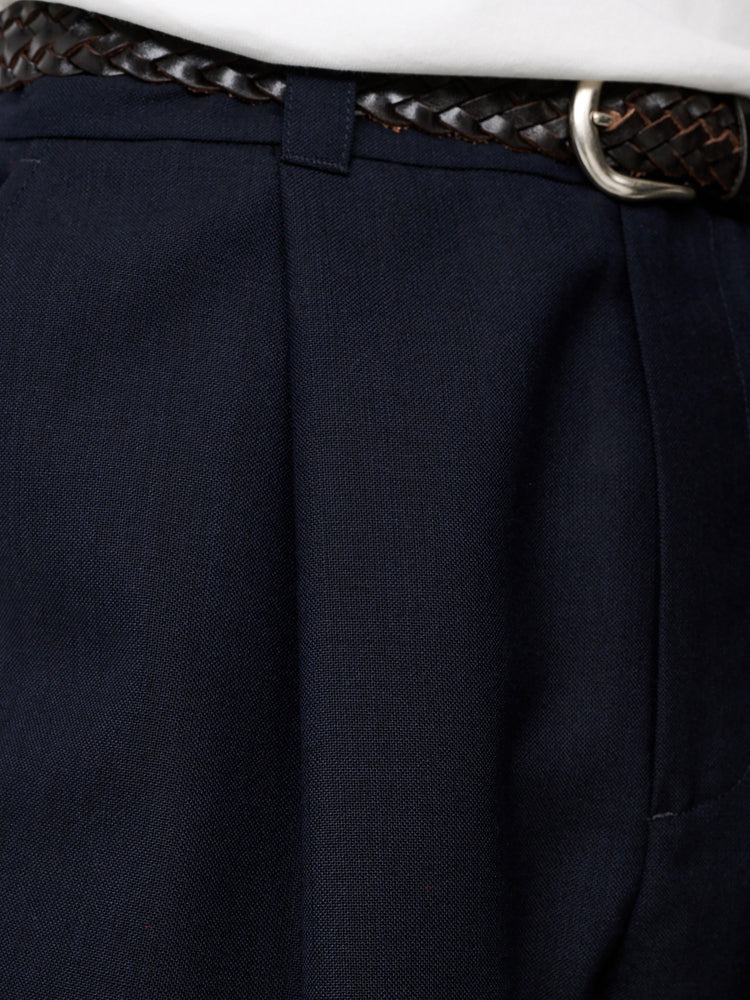 Tuck Heritage Wool Pant in Darkest Navy