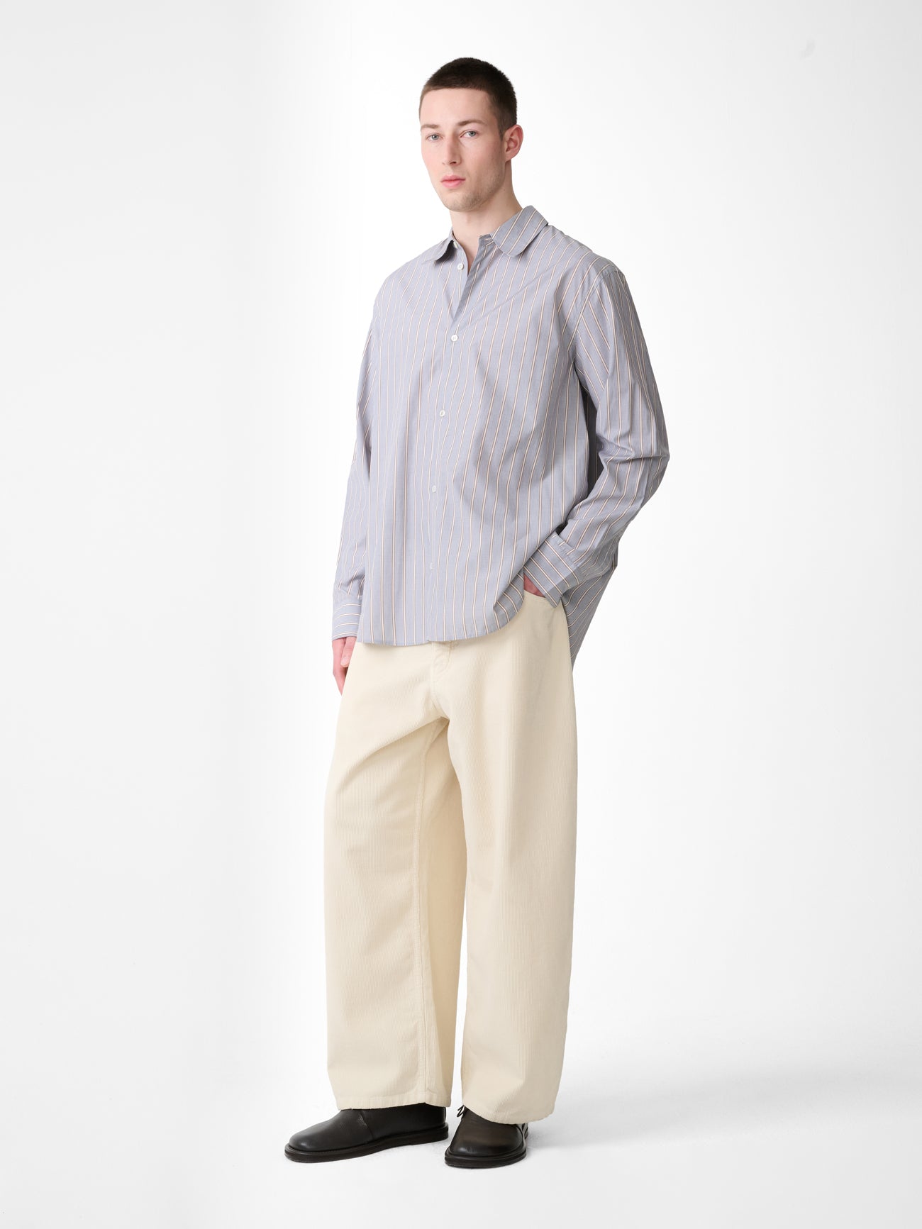 View Shirt in Grey / Brown Stripe