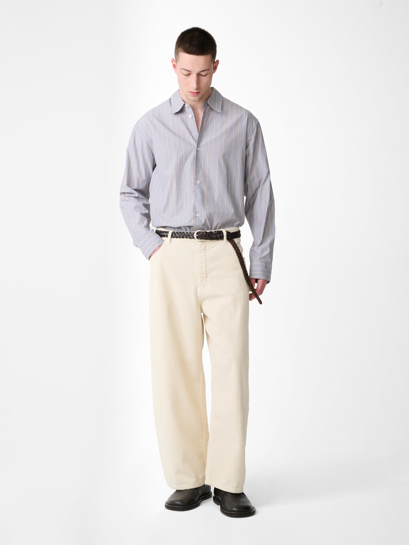 View Shirt in Grey / Brown Stripe