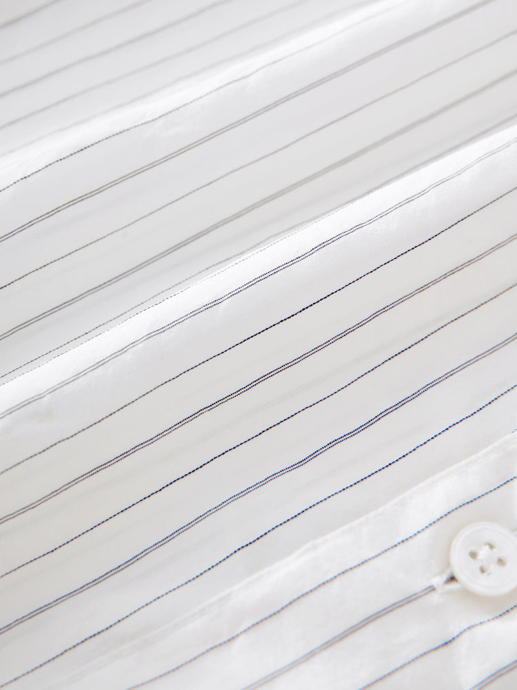 View Silk Shirt in Ecru / Black Stripe