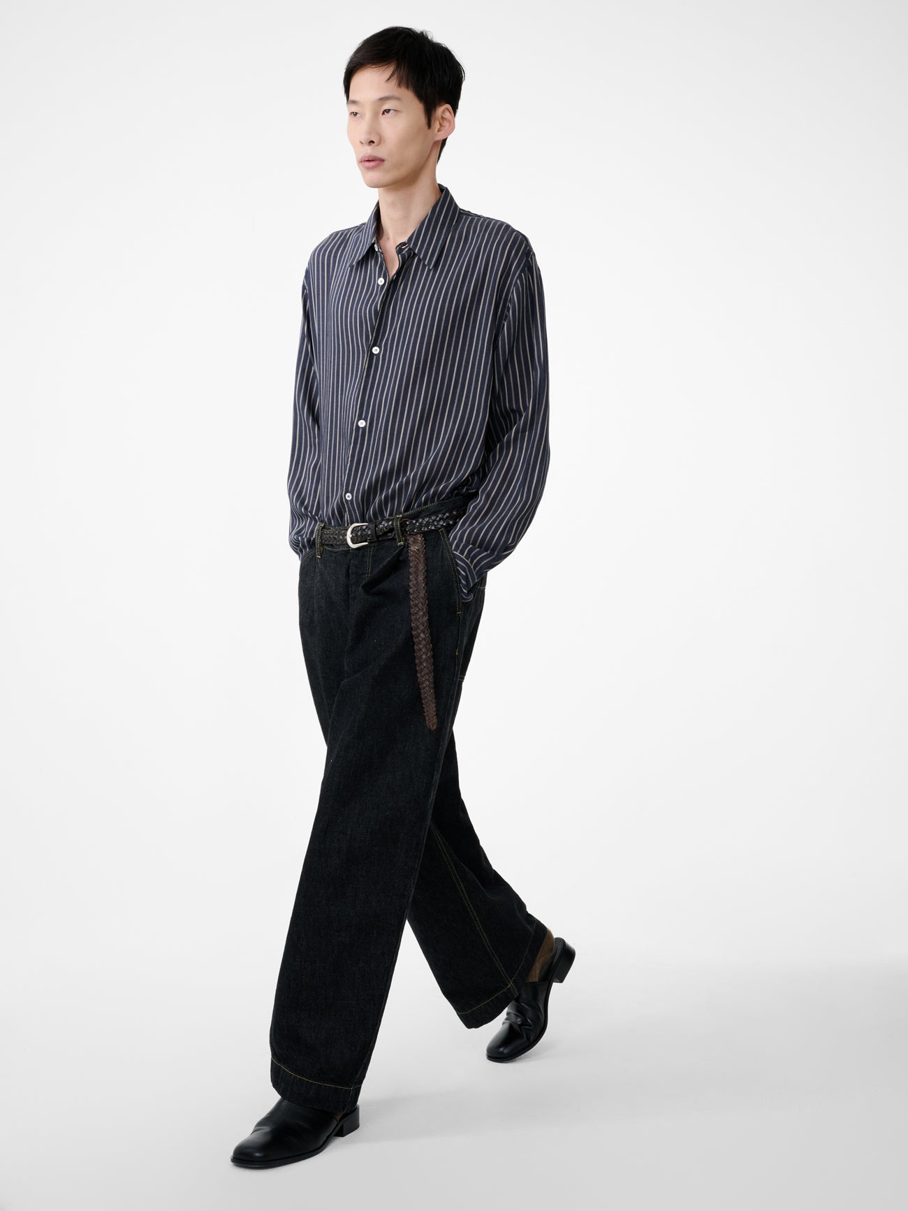 View Shirt in Indigo Stripe - Studio Nicholson