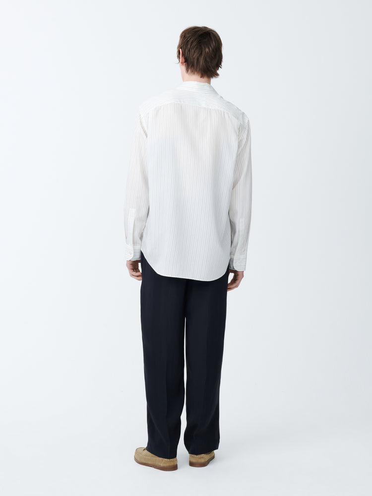 View Silk Shirt in Ecru / Black Stripe