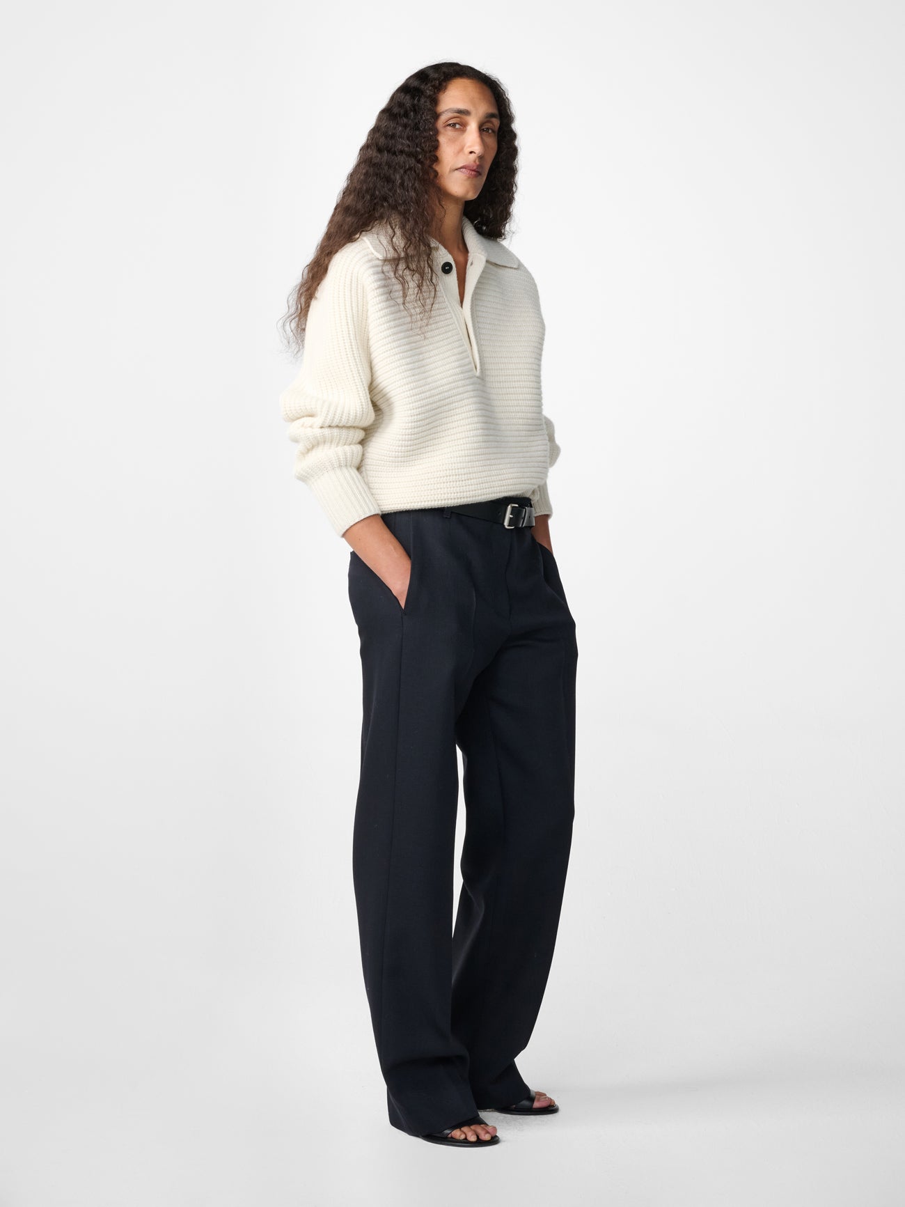 Walton Lambswool Knit Polo in Parchment