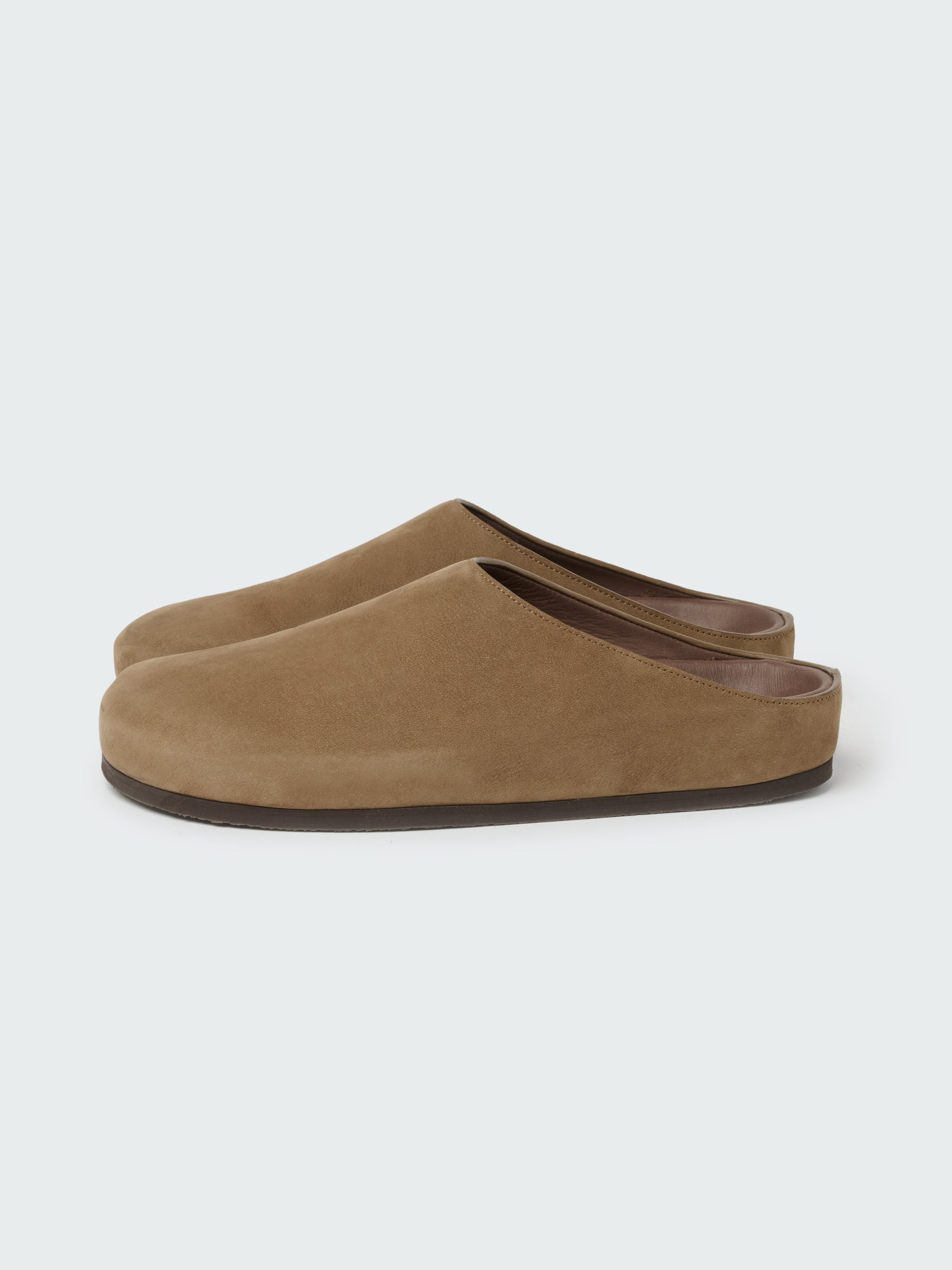 Men's Wearing Nubuk Clog in Taupe