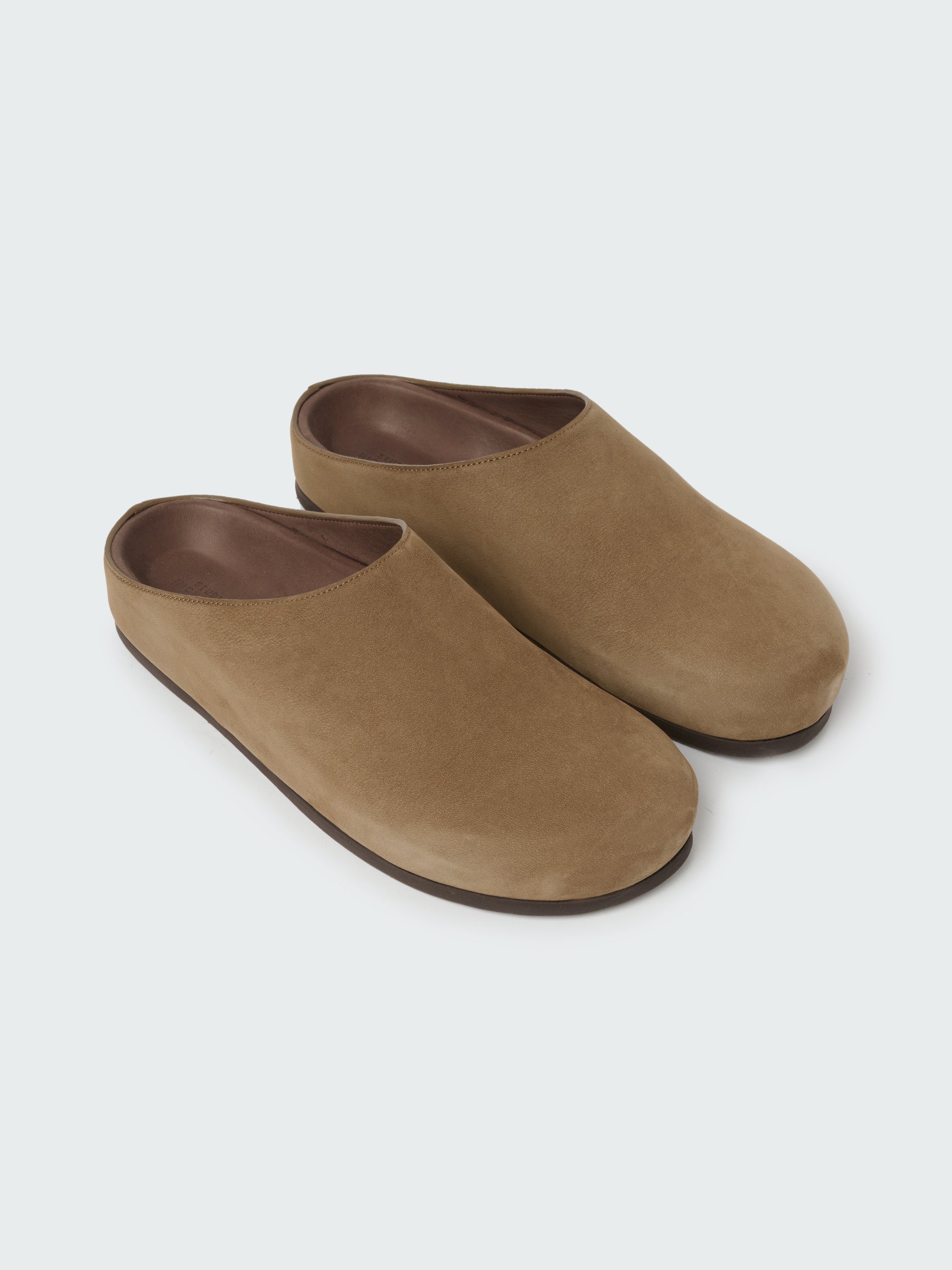 Men's Wearing Nubuk Clog in Taupe
