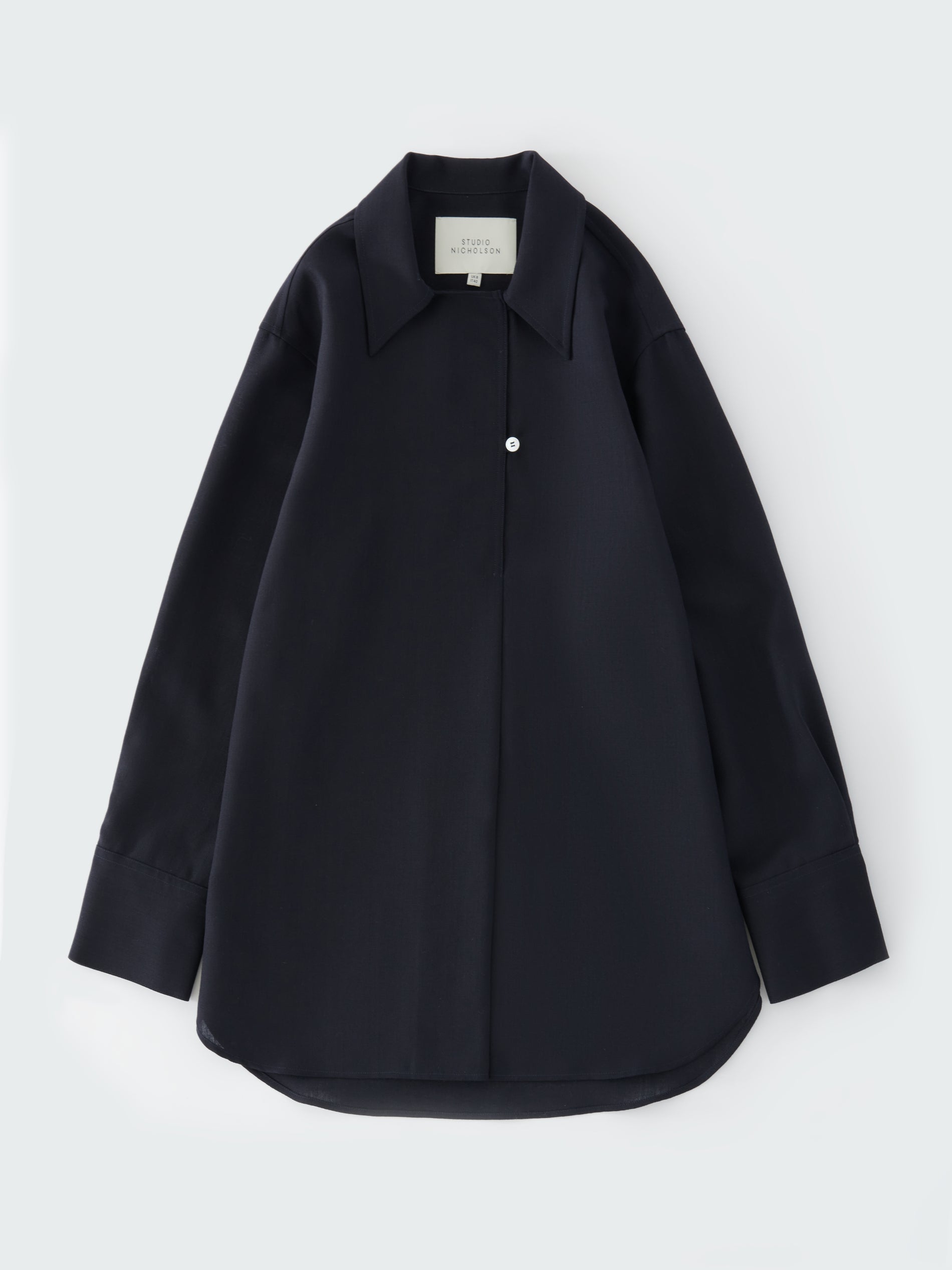 Wilton Tropical Wool Shirt in Darkest Navy - Studio Nicholson