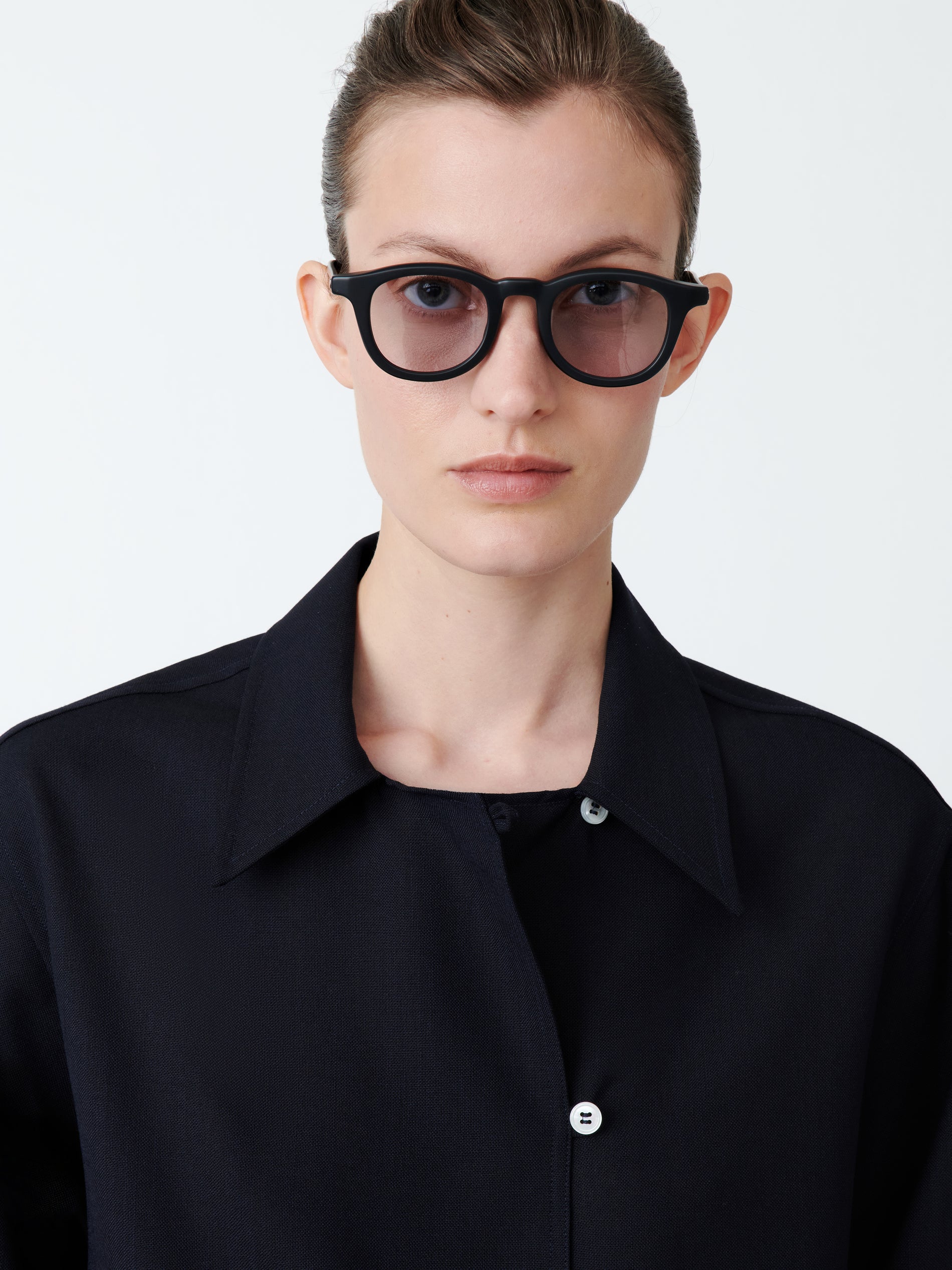 Wilton Tropical Wool Shirt in Darkest Navy - Studio Nicholson