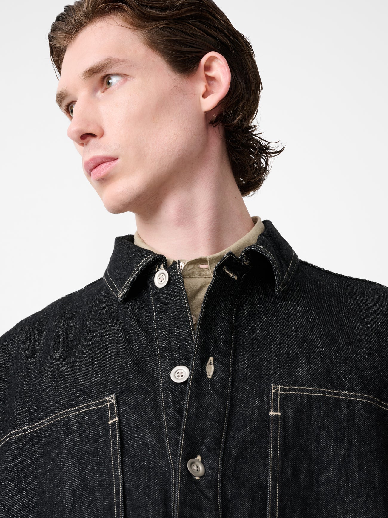 York Denim Polo Shirt in Black / White Weft