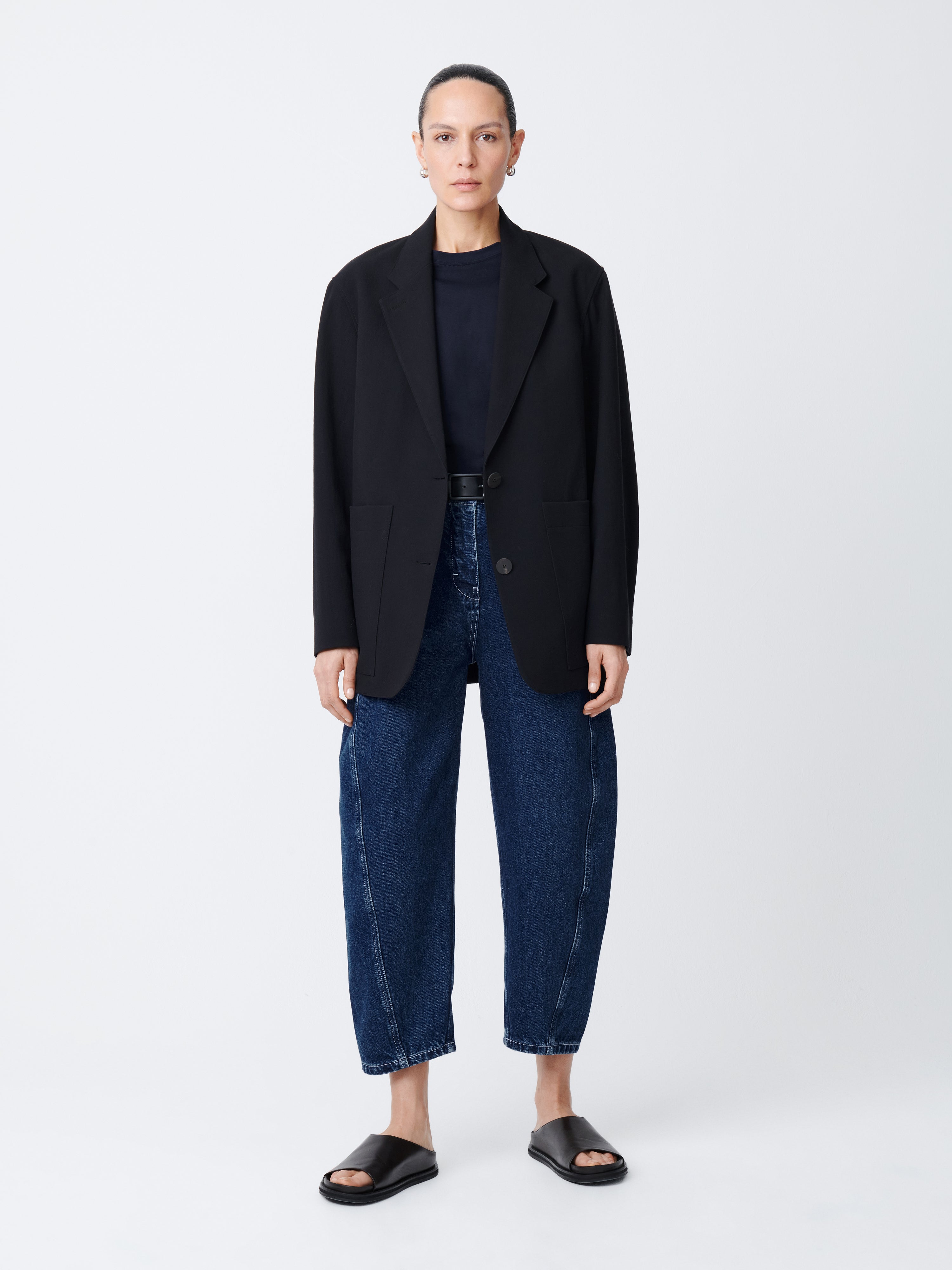 STUDIO NICHOLSON CONDE ジャケット Conde Stripe Jacket in Black | Oversized Blazer | Studio
