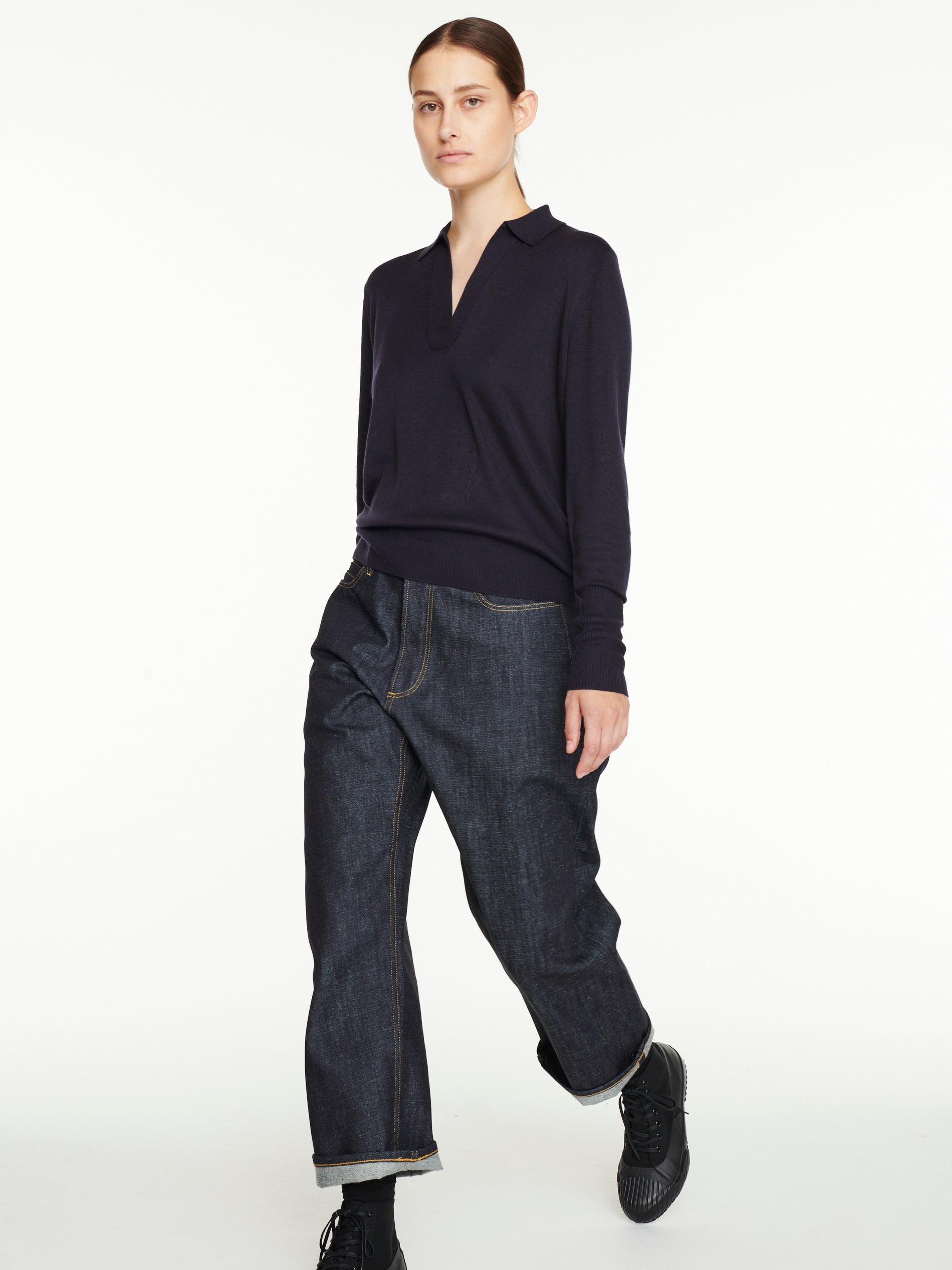 Uejo Knit Polo In Dark Navy