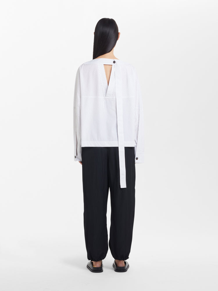 Gia Textured Viscose Pant in Black