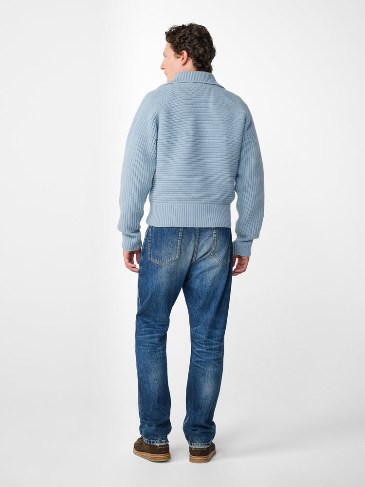 Barrow Lambswool Knit Polo in Glacier Blue