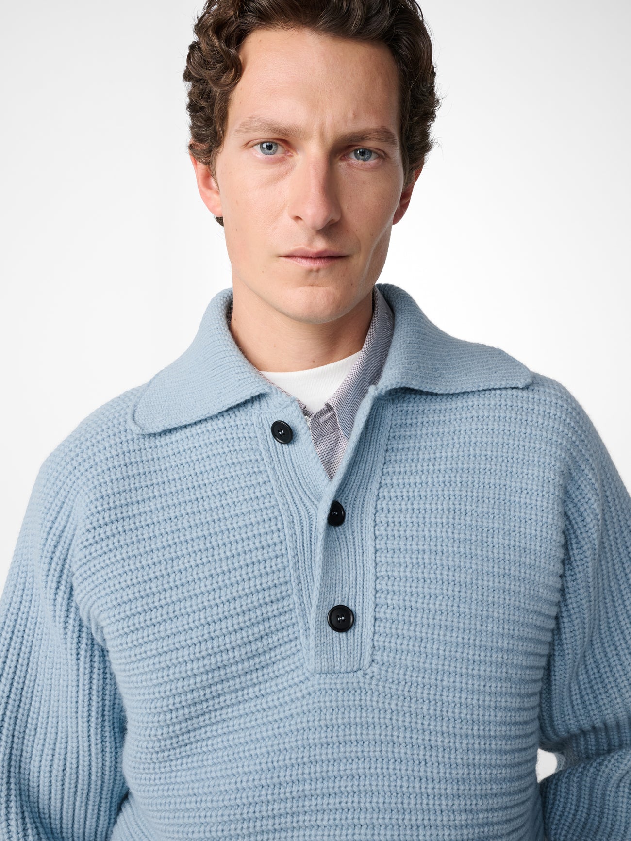 Barrow Lambswool Knit Polo in Glacier Blue