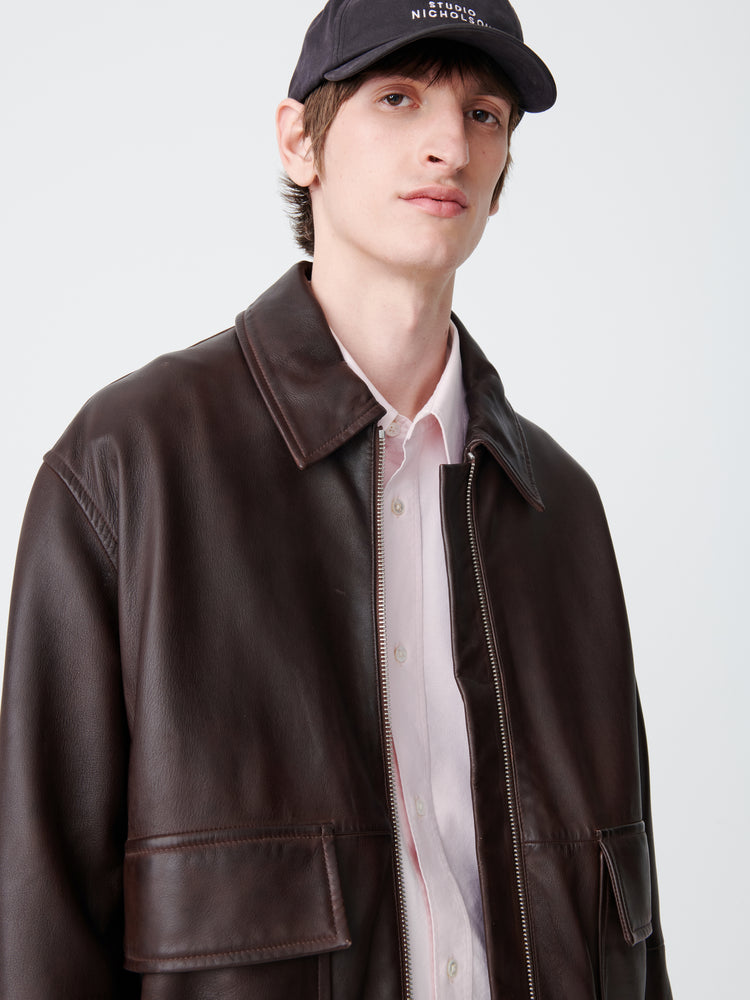 Piston Leather Jacket in Brown– Studio Nicholson