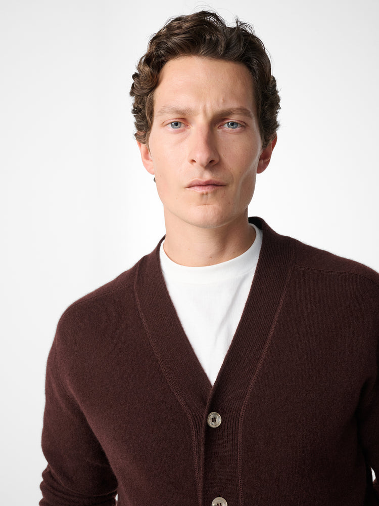 Alton Cashmere Cardigan in Chestnut